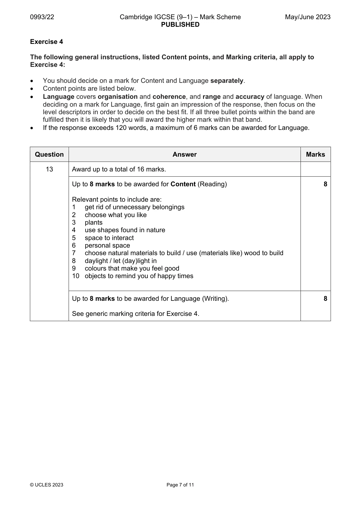 Mark scheme, page 7 of 11
