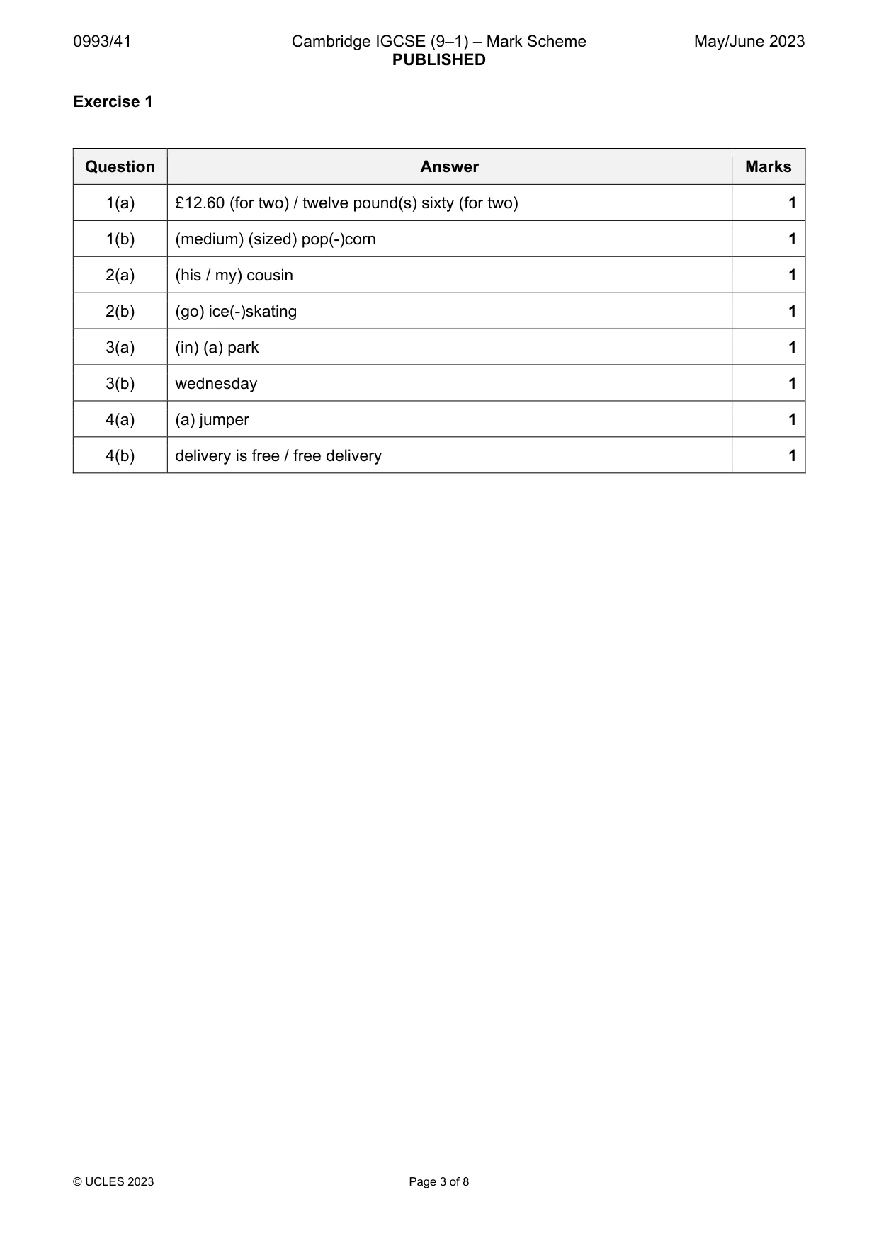 Mark scheme, page 3 of 8