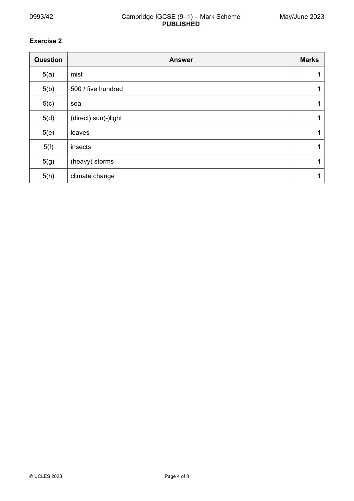 Mark scheme, page 4 of 8