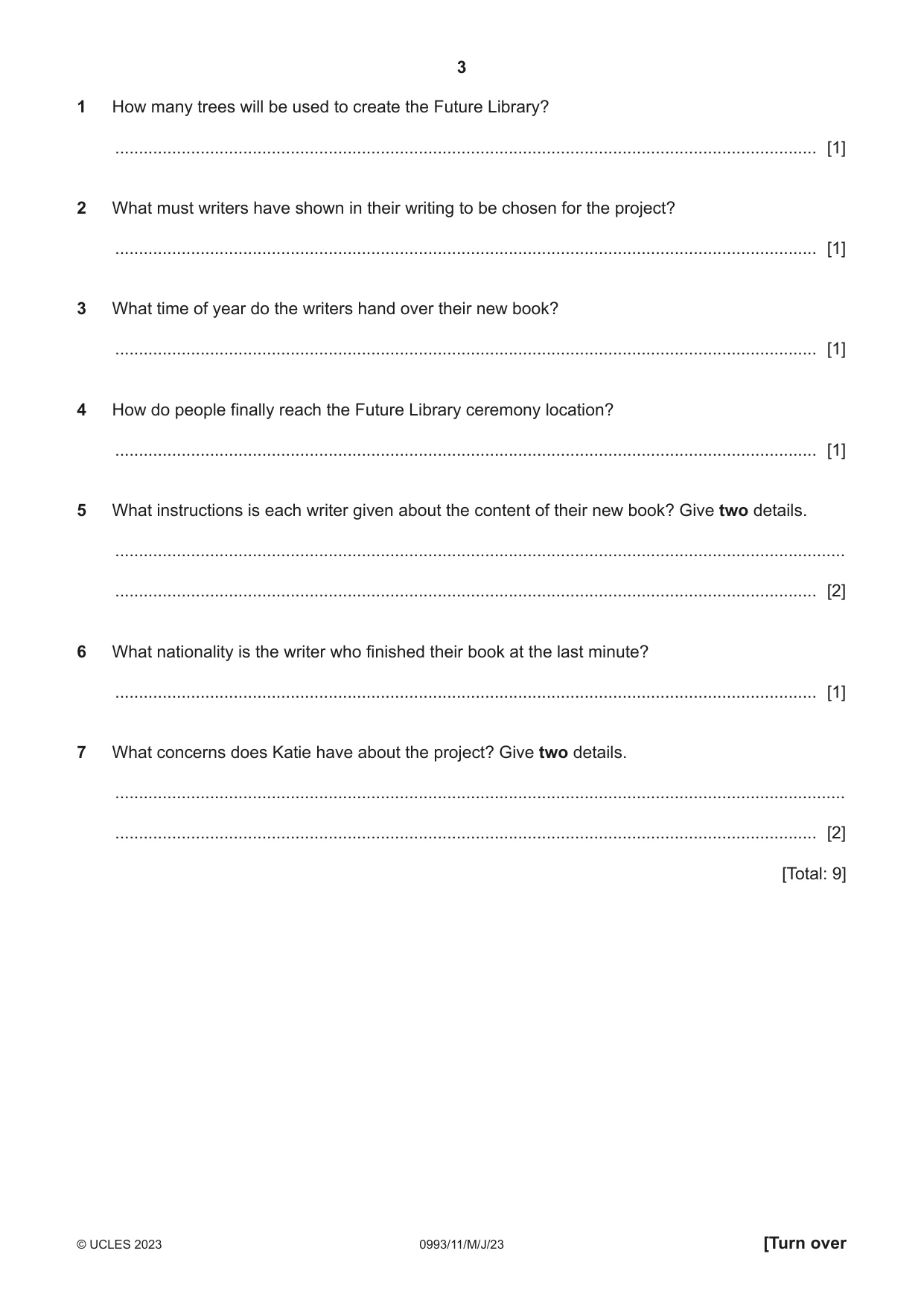 Cambridge IGCSE English Second Language (Speaking Endorsement) (9-1) 0993 2023 May/June Paper 1 · Variant 1 question paper, page 3 of 16
