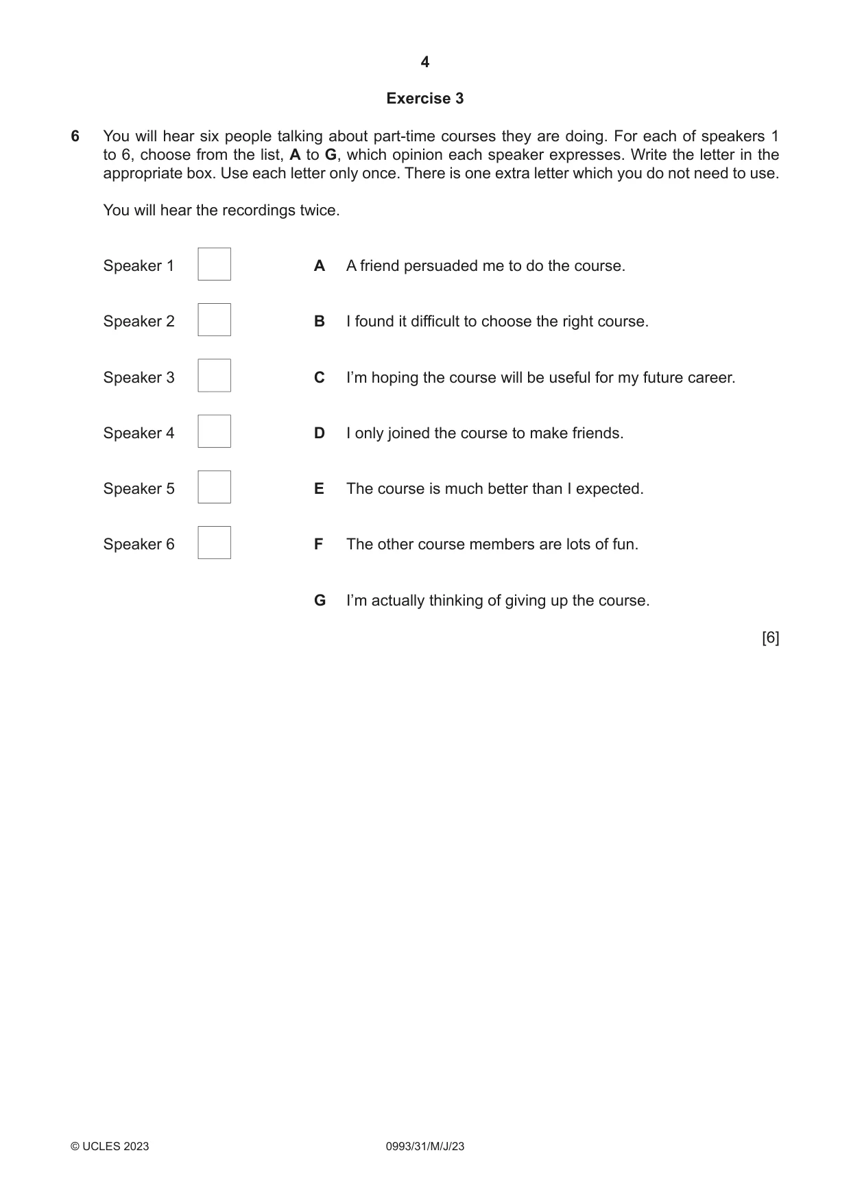 Cambridge IGCSE English Second Language (Speaking Endorsement) (9-1) 0993 2023 May/June Paper 3 · Variant 1 question paper, page 4 of 8
