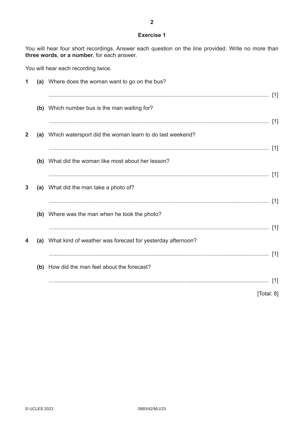 Cambridge IGCSE English Second Language (Speaking Endorsement) (9-1) 0993 2023 May/June Paper 4 · Variant 2 question paper, page 2 of 12