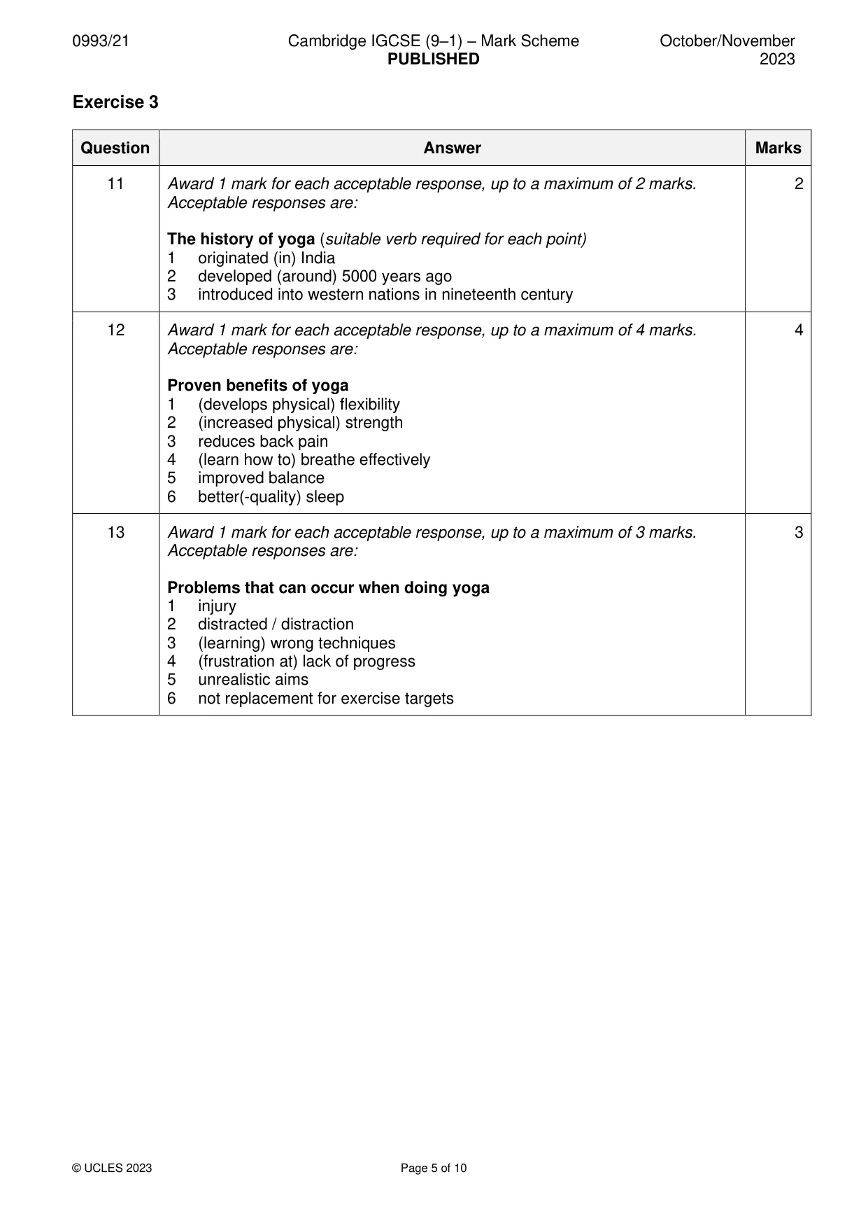 Mark scheme, page 5 of 10