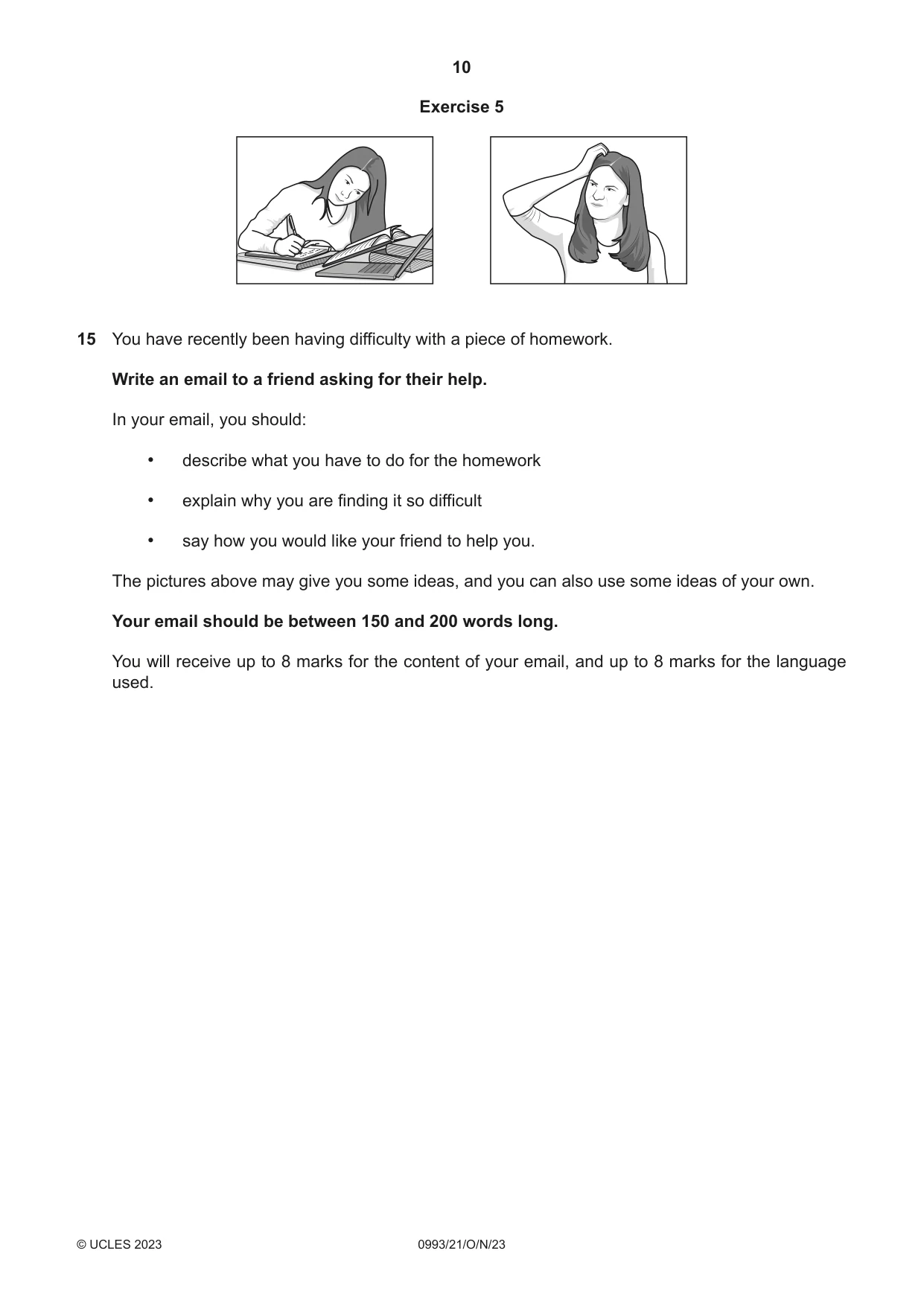 Cambridge IGCSE English Second Language (Speaking Endorsement) (9-1) 0993 2023 Oct/Nov Paper 2 · Variant 1 question paper, page 10 of 16