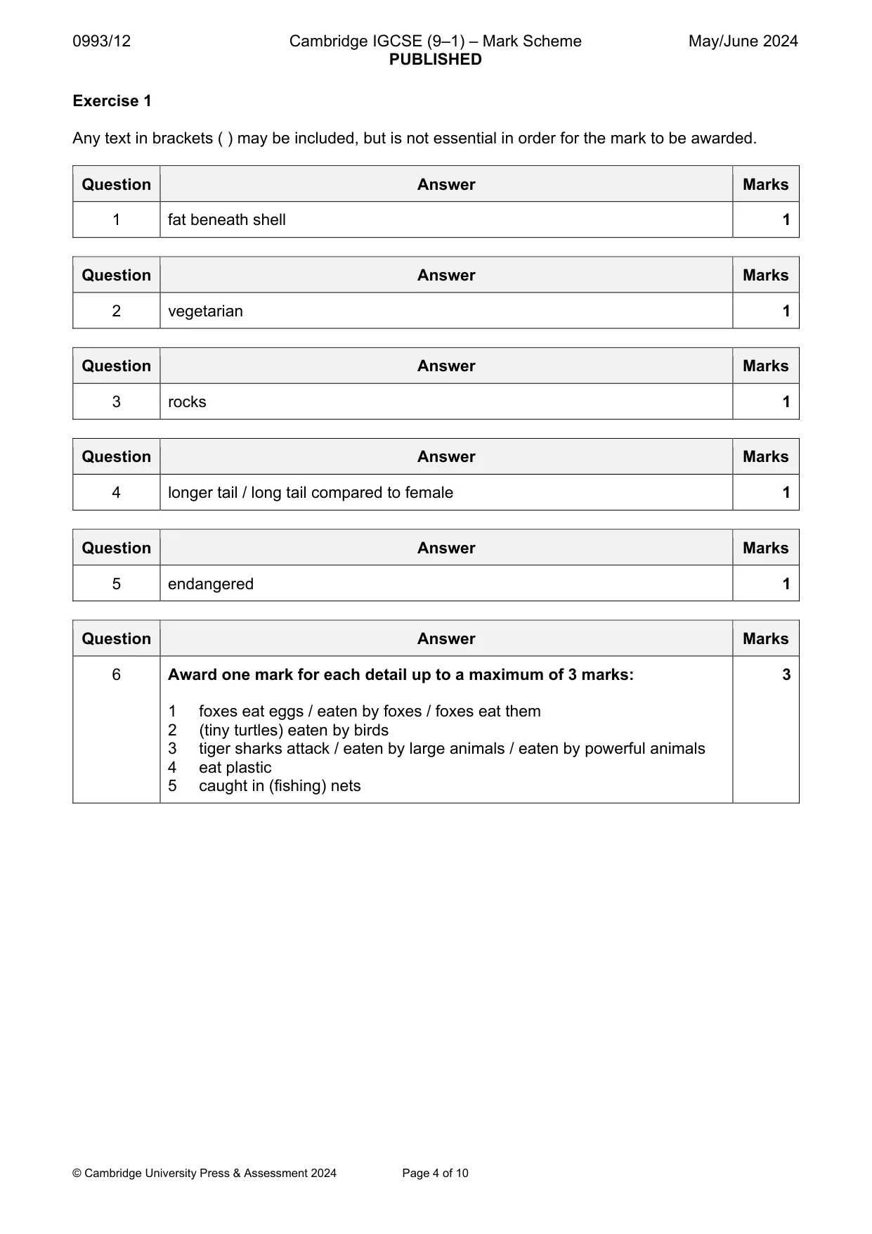 Mark scheme, page 4 of 10