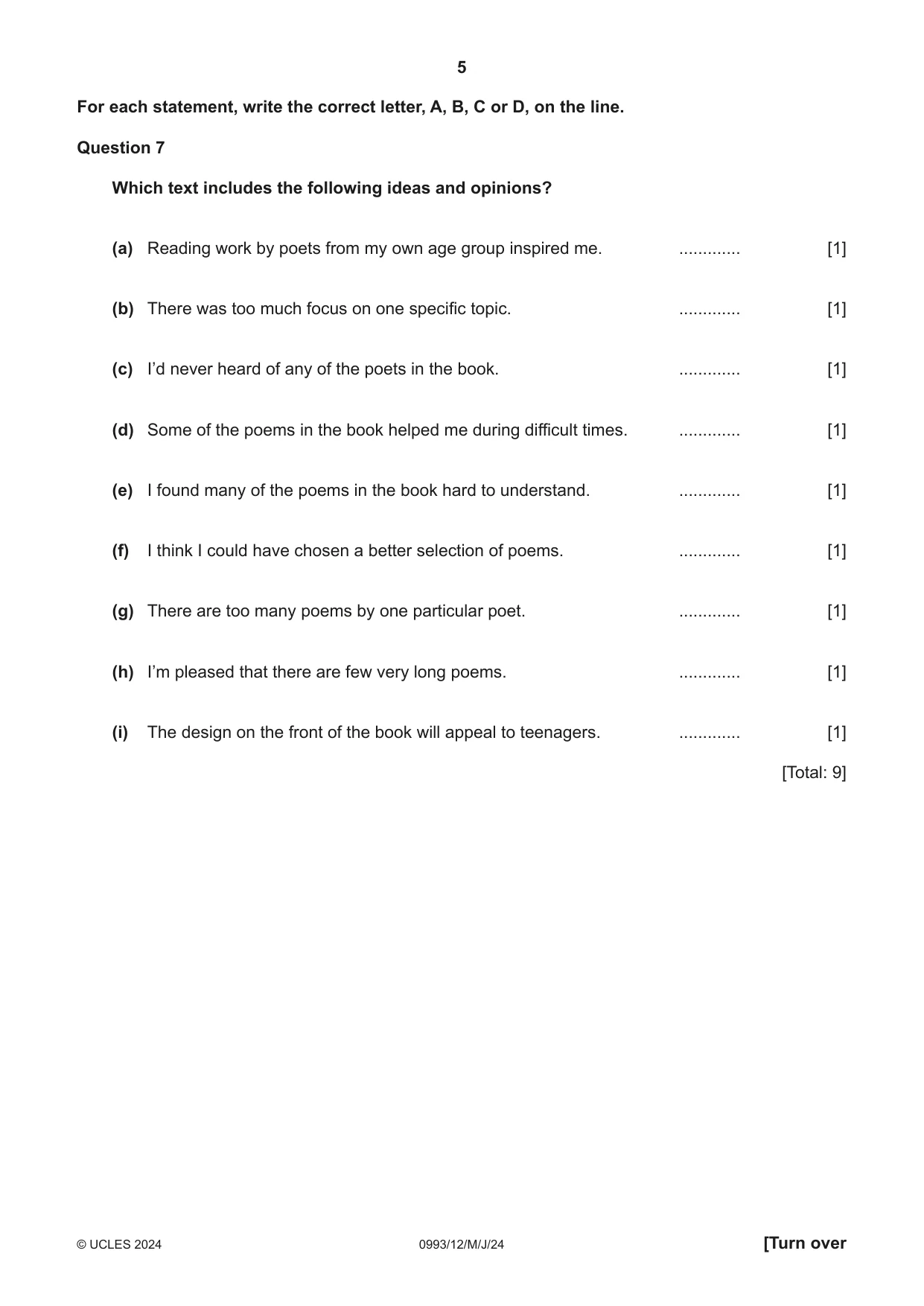 Cambridge IGCSE English Second Language (Speaking Endorsement) (9-1) 0993 2024 May/June Paper 1 · Variant 2 question paper, page 5 of 16