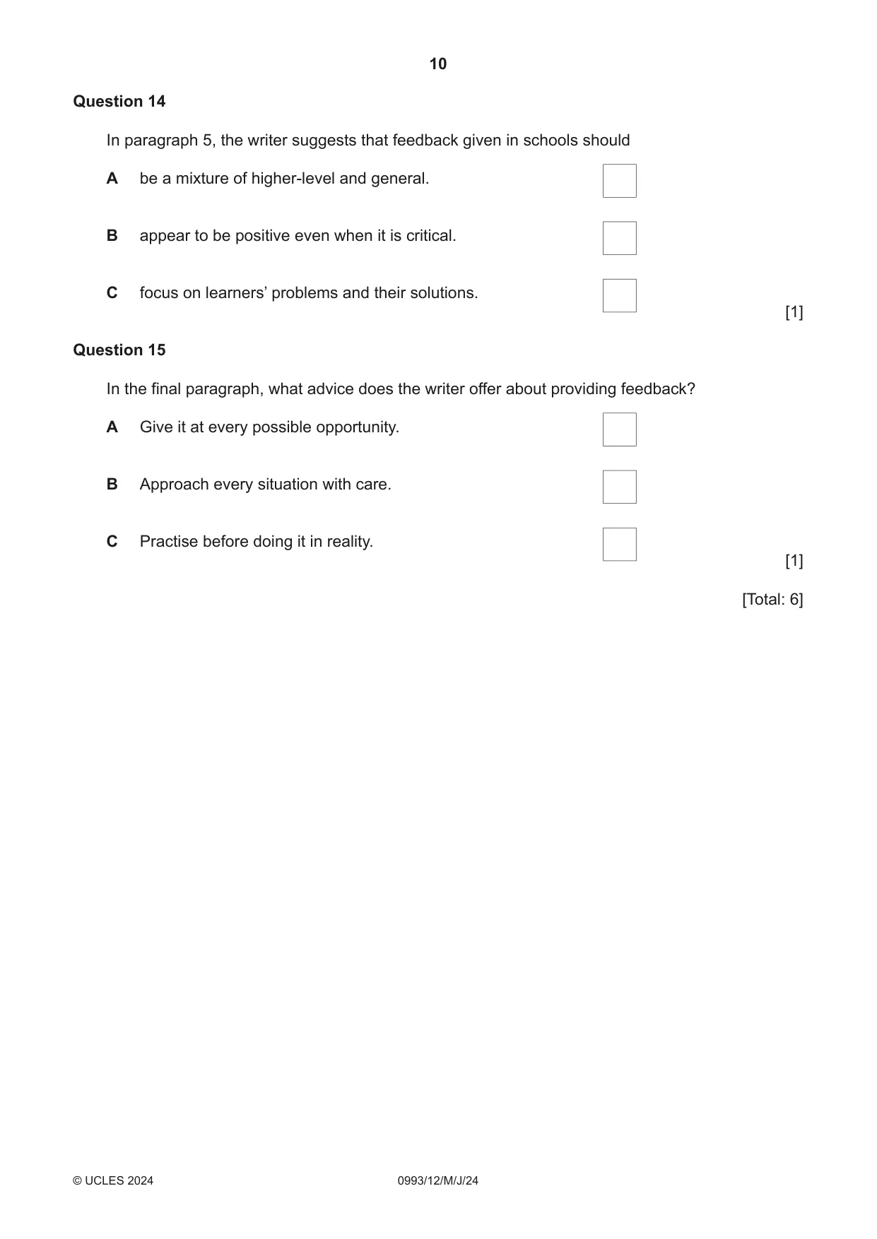 Cambridge IGCSE English Second Language (Speaking Endorsement) (9-1) 0993 2024 May/June Paper 1 · Variant 2 question paper, page 10 of 16
