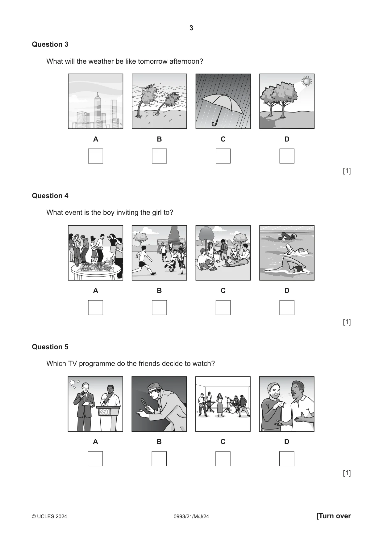 Cambridge IGCSE English Second Language (Speaking Endorsement) (9-1) 0993 2024 May/June Paper 2 · Variant 1 question paper, page 3 of 16