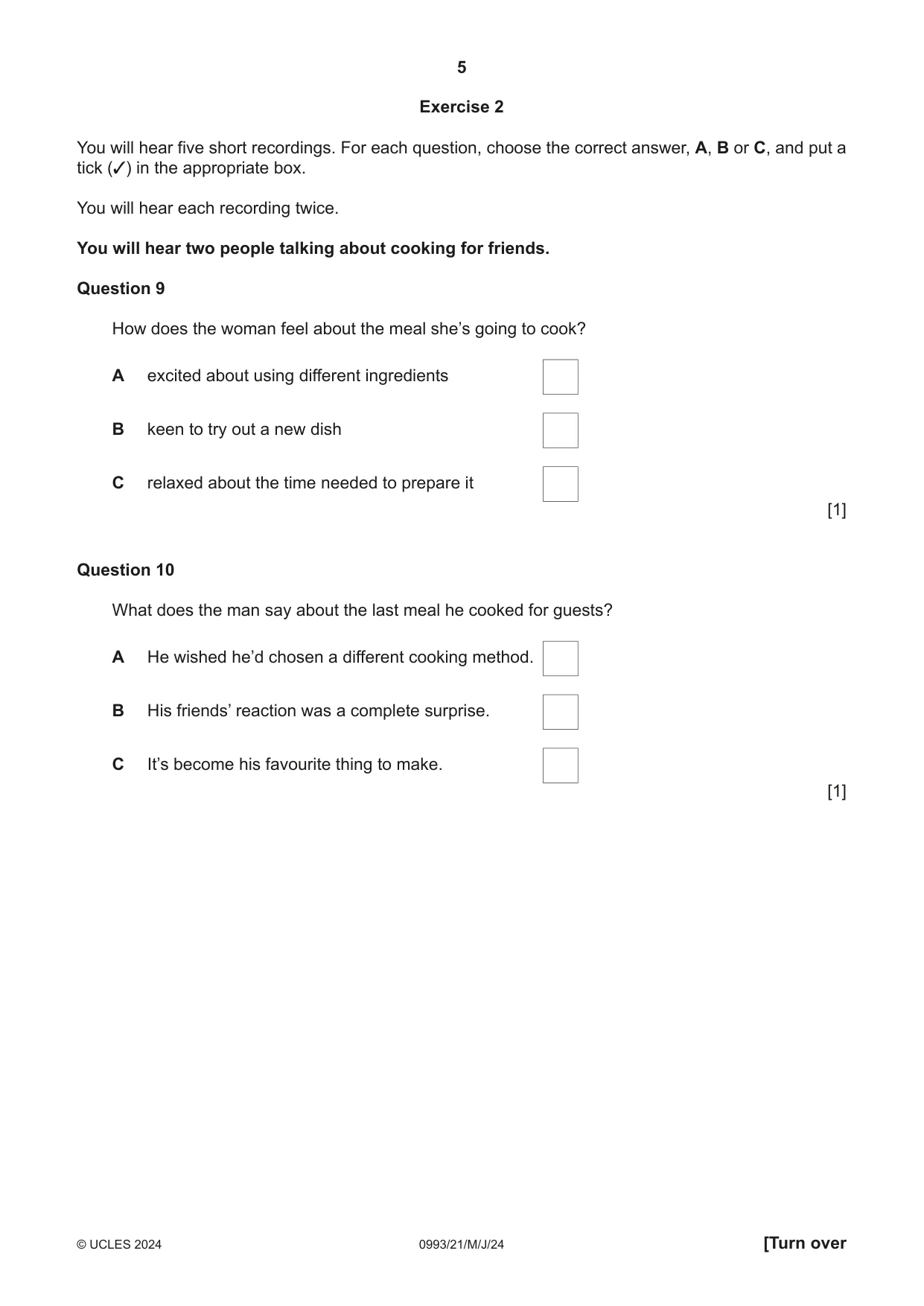 Cambridge IGCSE English Second Language (Speaking Endorsement) (9-1) 0993 2024 May/June Paper 2 · Variant 1 question paper, page 5 of 16