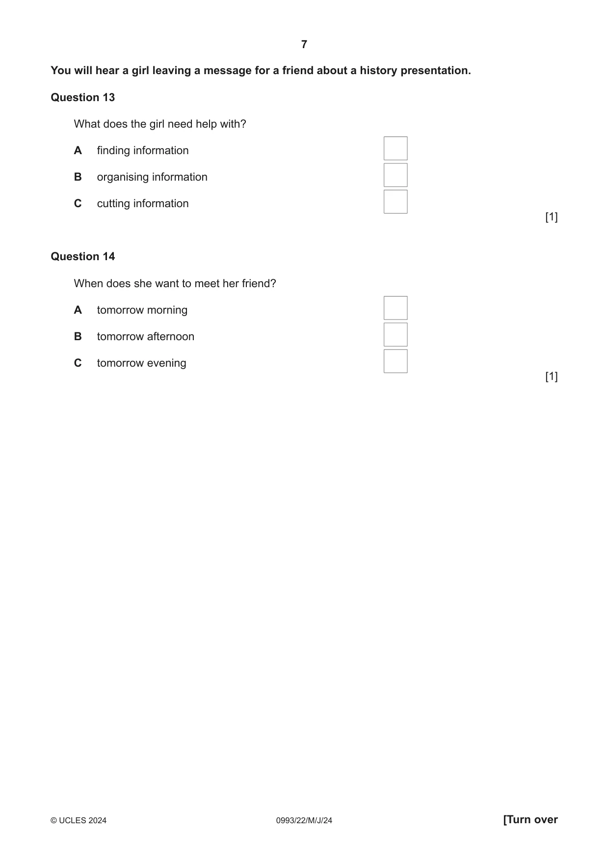 Cambridge IGCSE English Second Language (Speaking Endorsement) (9-1) 0993 2024 May/June Paper 2 · Variant 2 question paper, page 7 of 16