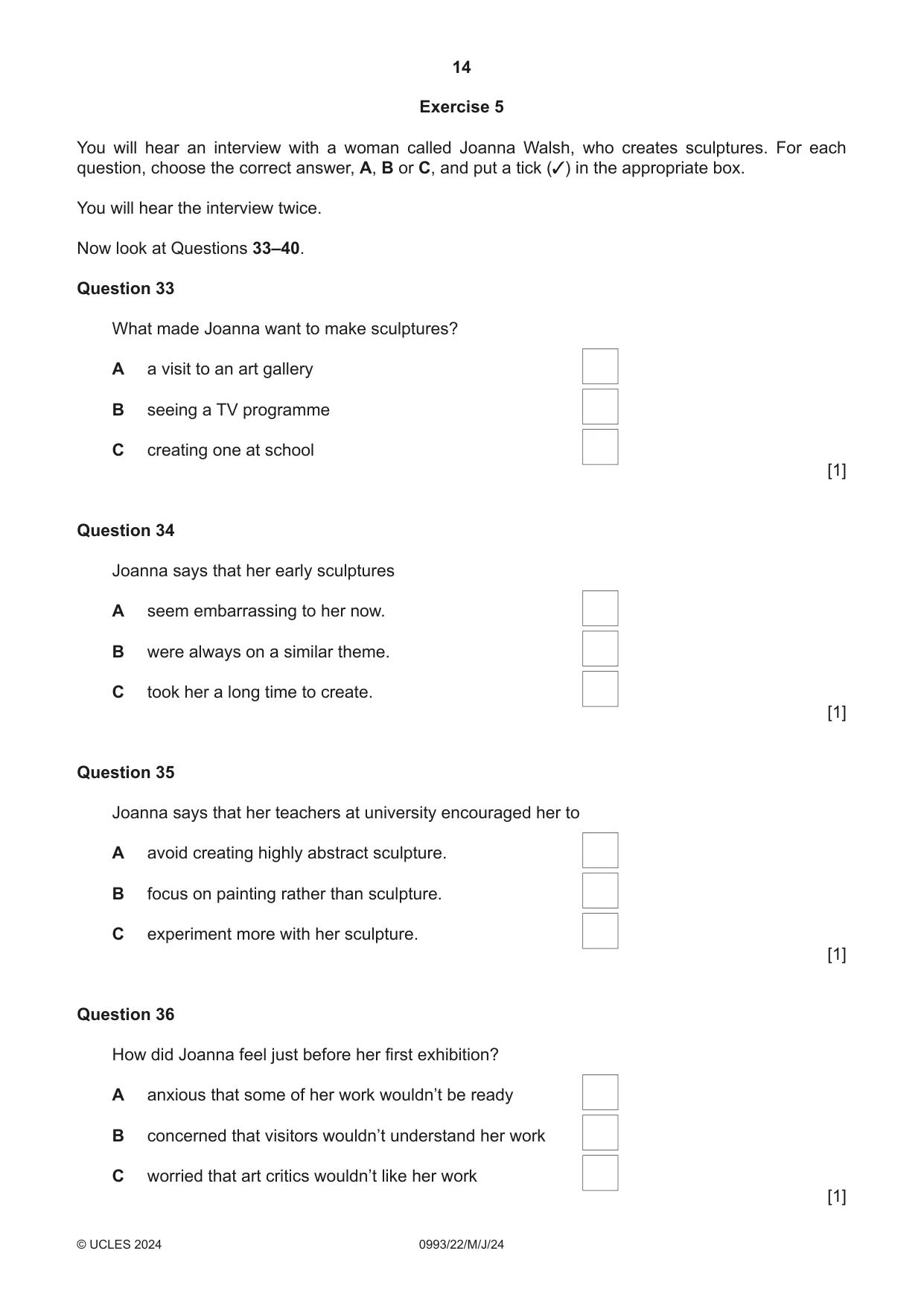 Cambridge IGCSE English Second Language (Speaking Endorsement) (9-1) 0993 2024 May/June Paper 2 · Variant 2 question paper, page 14 of 16