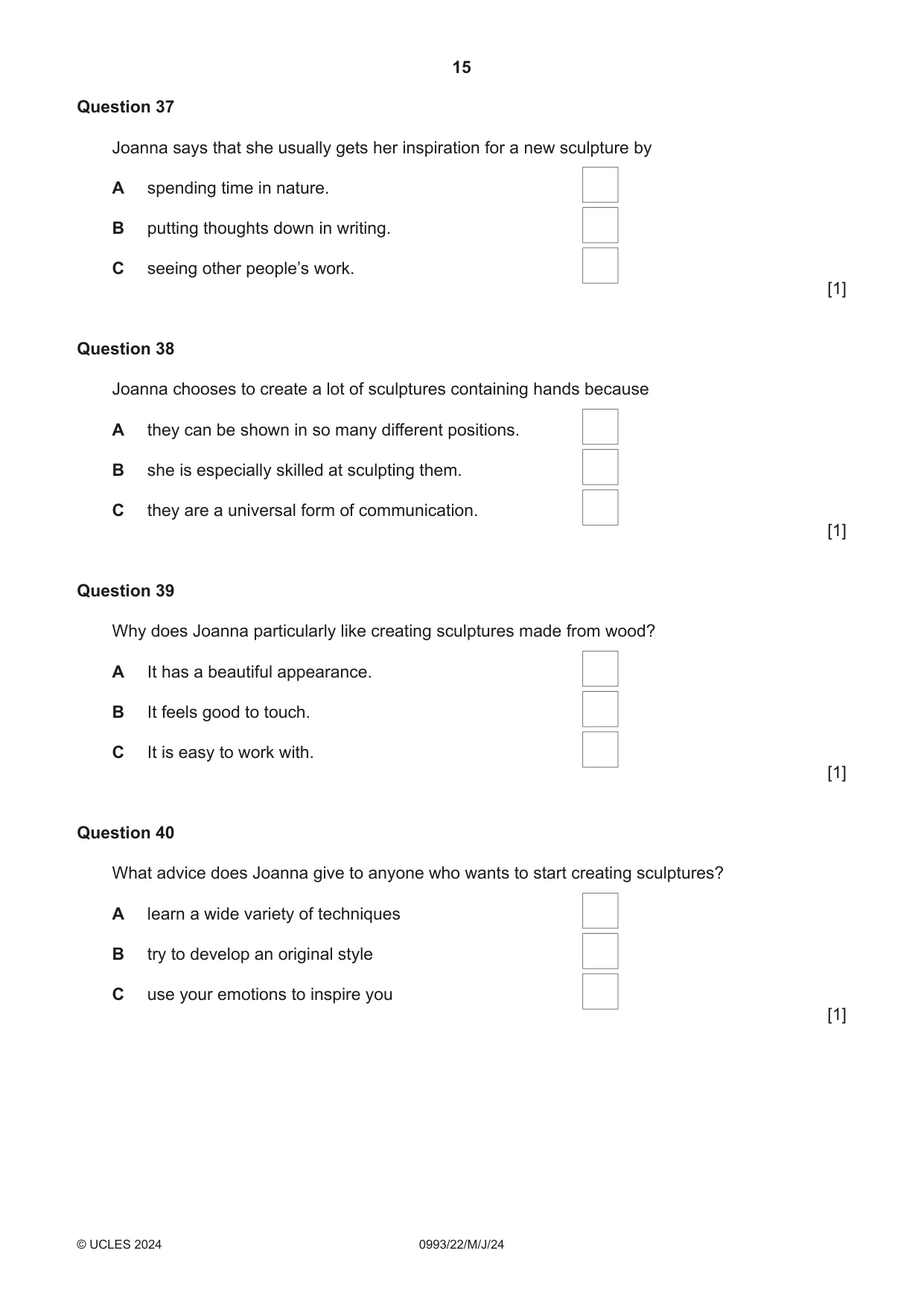 Cambridge IGCSE English Second Language (Speaking Endorsement) (9-1) 0993 2024 May/June Paper 2 · Variant 2 question paper, page 15 of 16