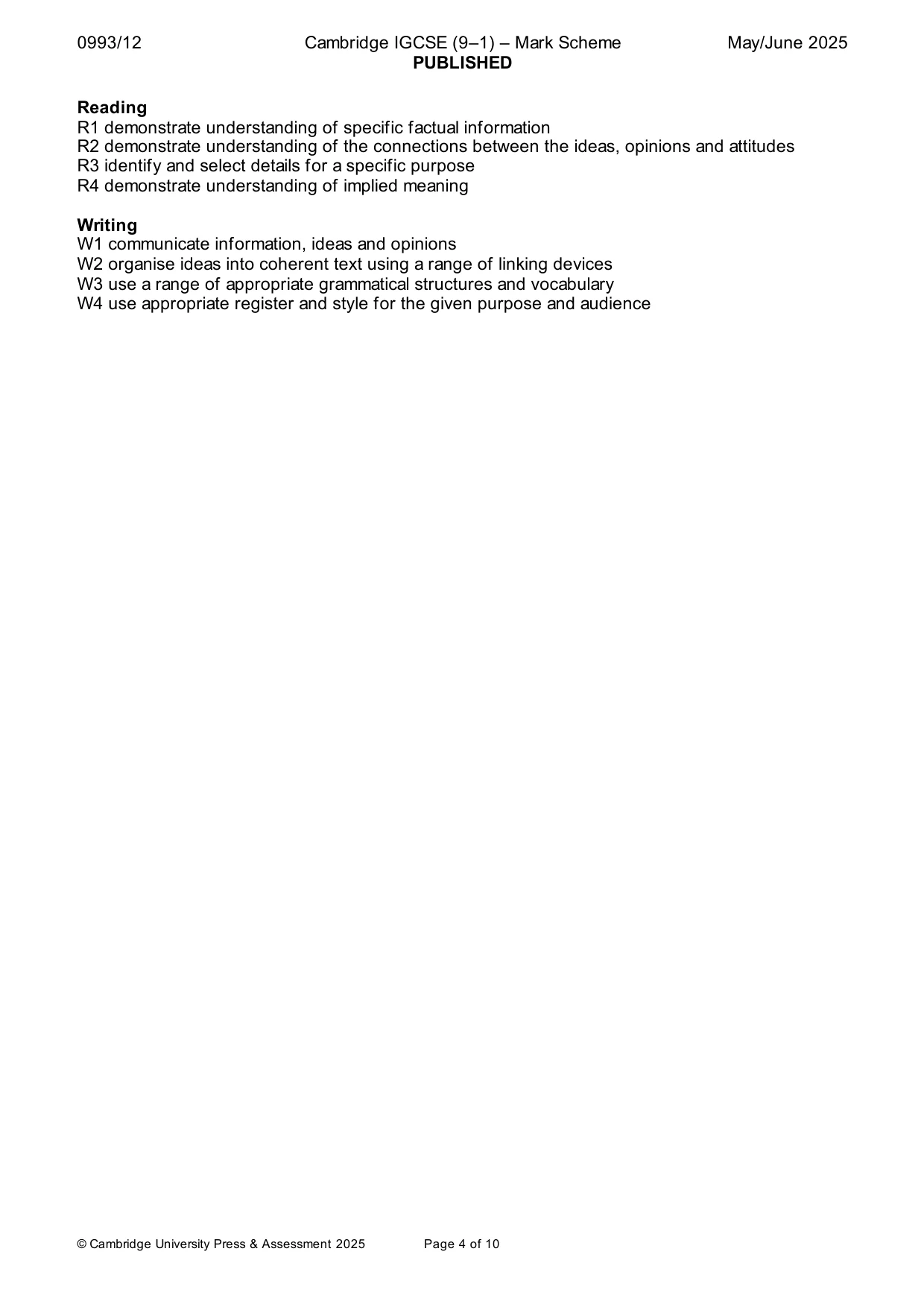 Mark scheme, page 4 of 10