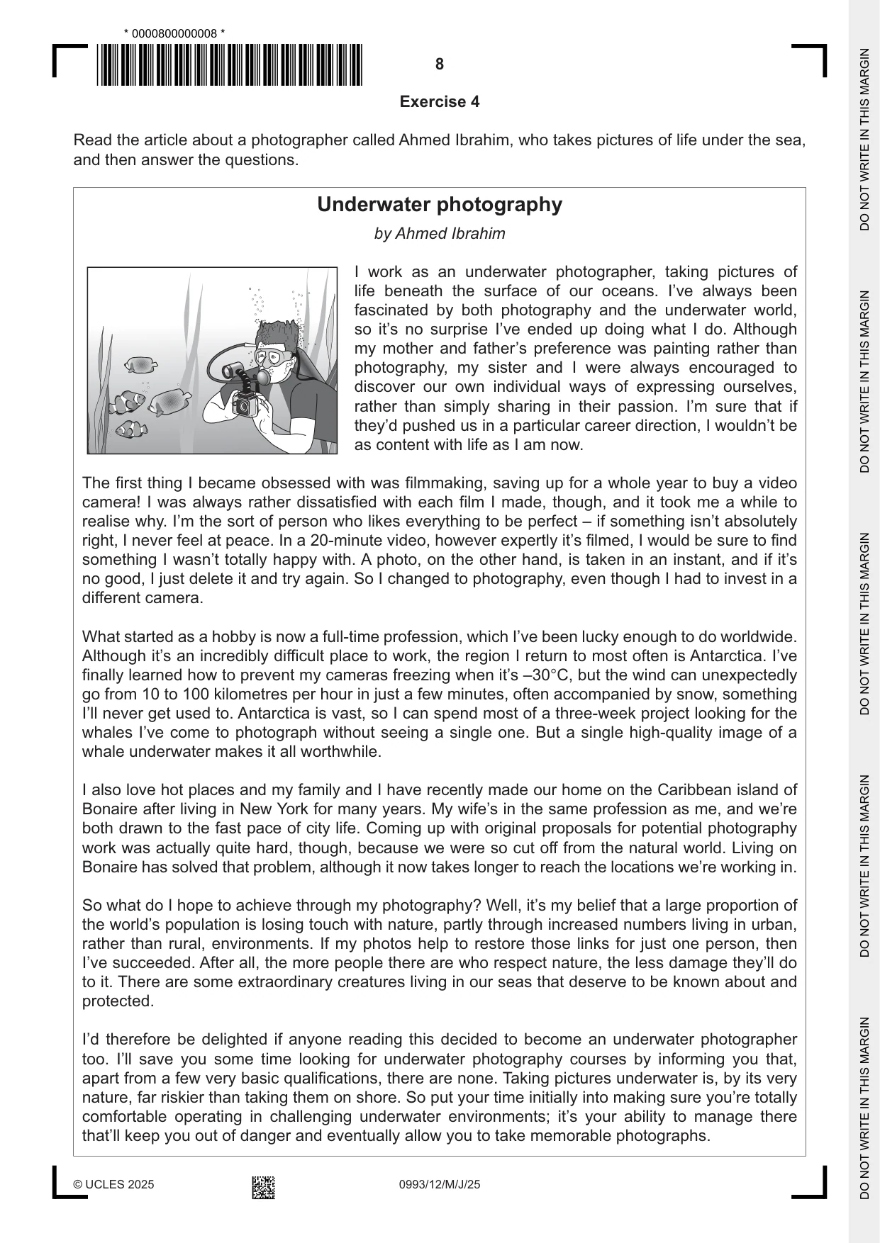 Cambridge IGCSE English Second Language (Speaking Endorsement) (9-1) 0993 2025 May/June Paper 1 · Variant 2 question paper, page 8 of 16