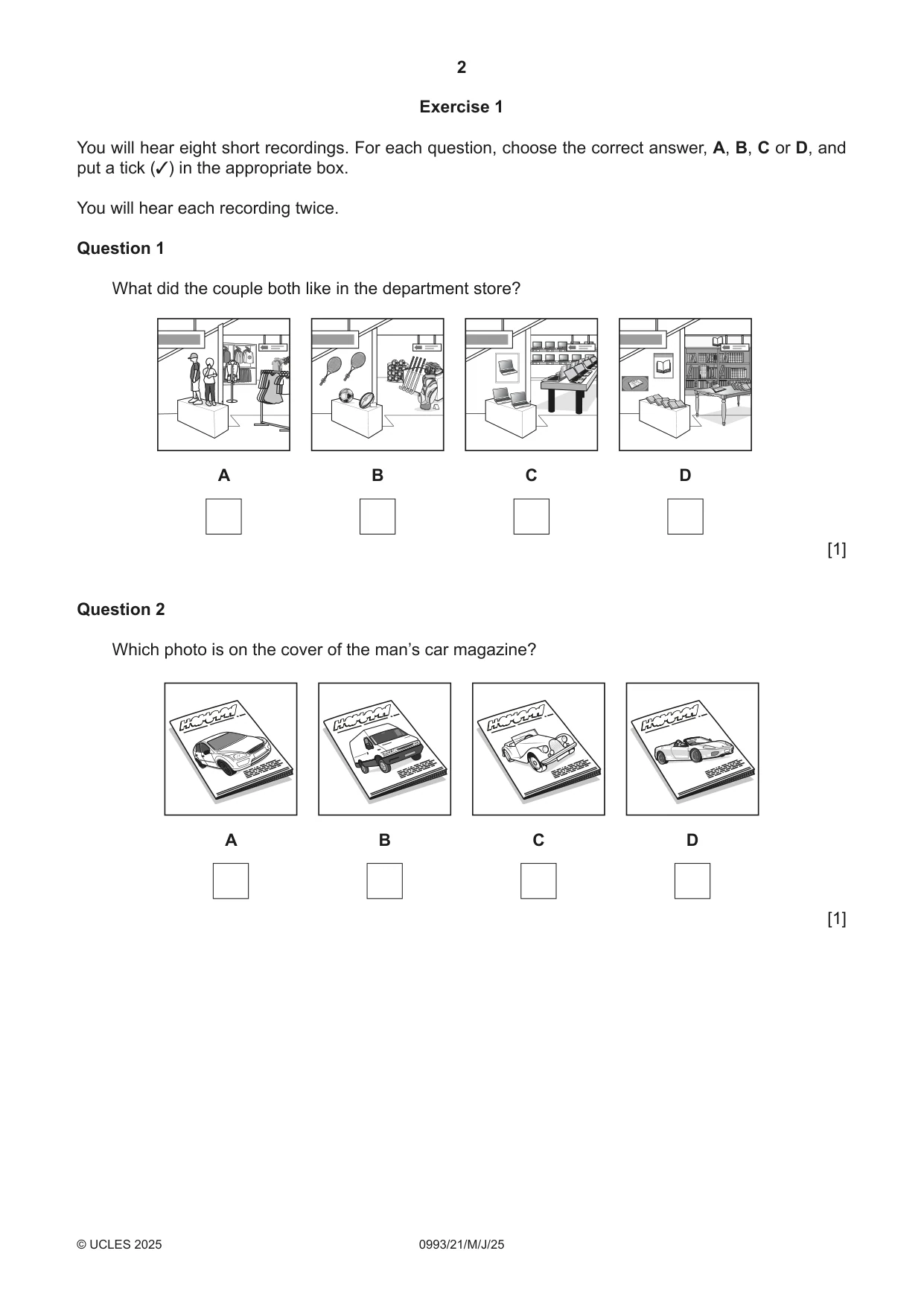 Cambridge IGCSE English Second Language (Speaking Endorsement) (9-1) 0993 2025 May/June Paper 2 · Variant 1 question paper, page 2 of 16