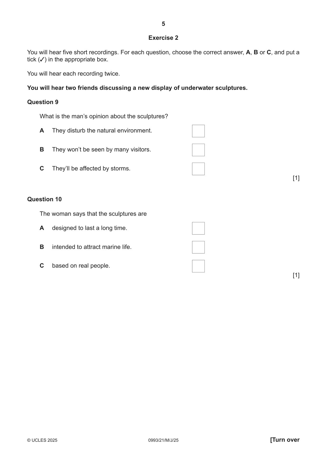 Cambridge IGCSE English Second Language (Speaking Endorsement) (9-1) 0993 2025 May/June Paper 2 · Variant 1 question paper, page 5 of 16