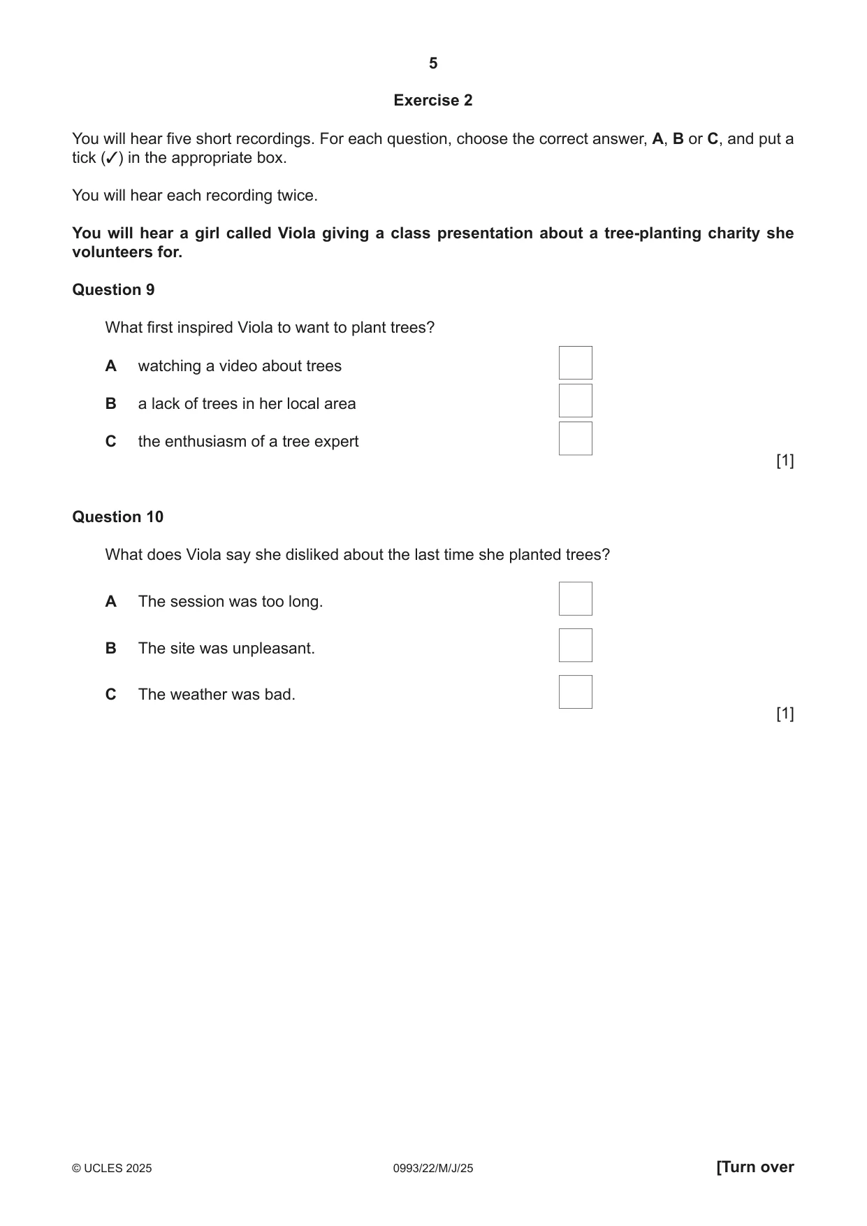 Cambridge IGCSE English Second Language (Speaking Endorsement) (9-1) 0993 2025 May/June Paper 2 · Variant 2 question paper, page 5 of 16