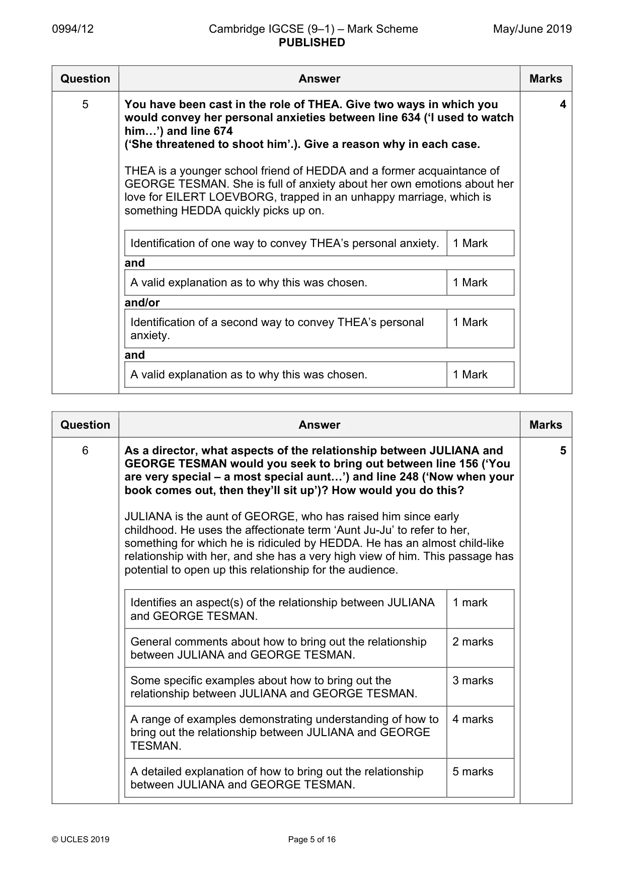 Mark scheme, page 5 of 16