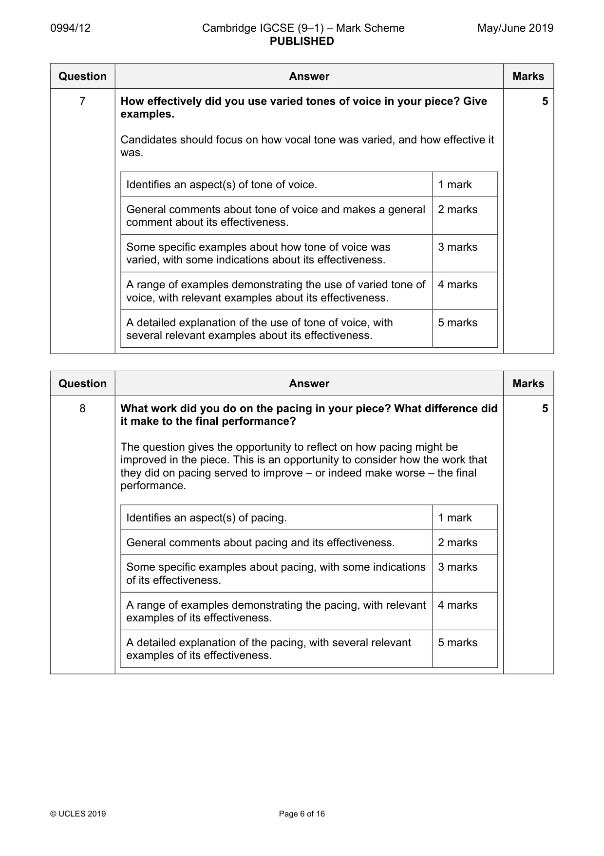 Mark scheme, page 6 of 16