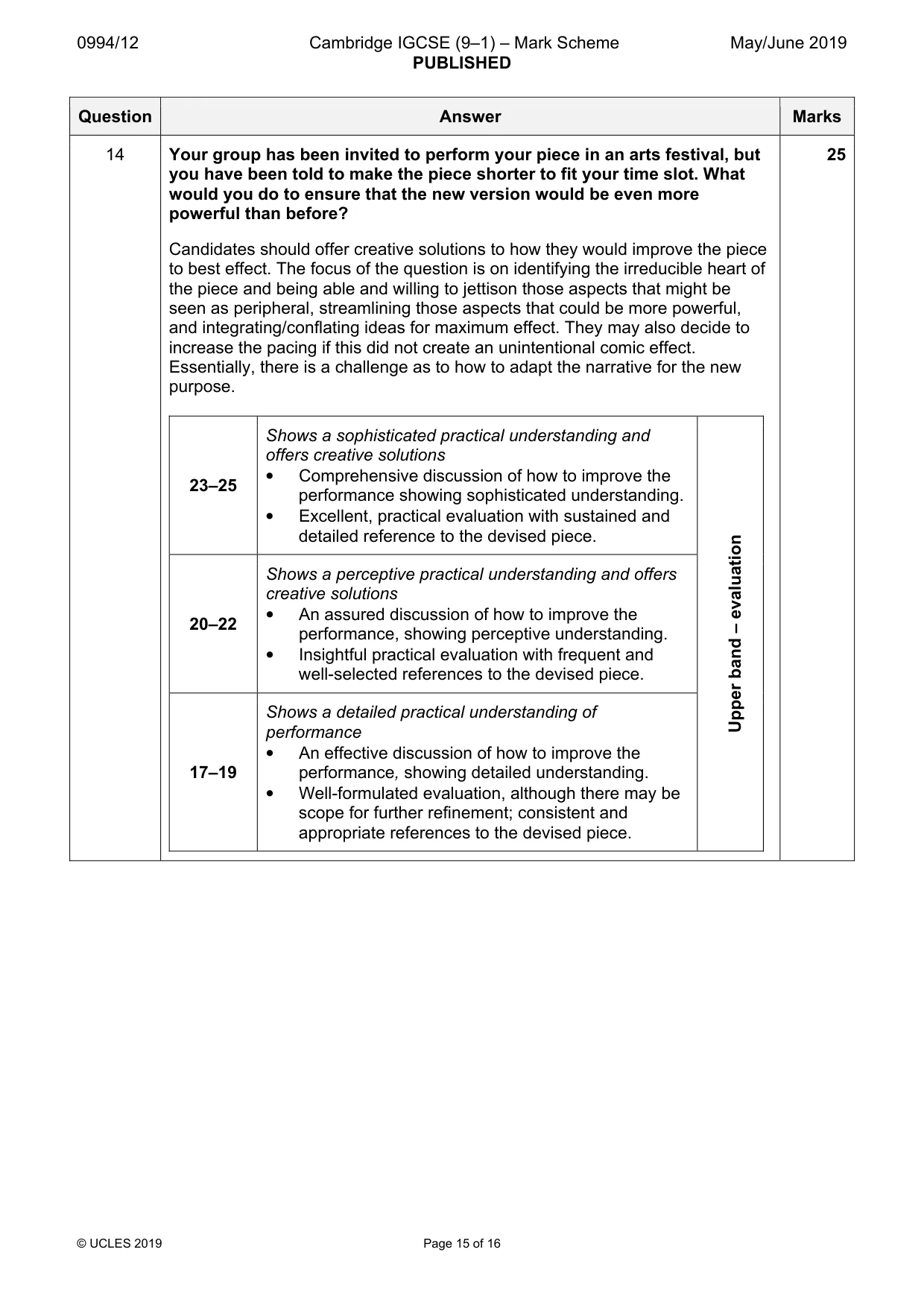 Mark scheme, page 15 of 16