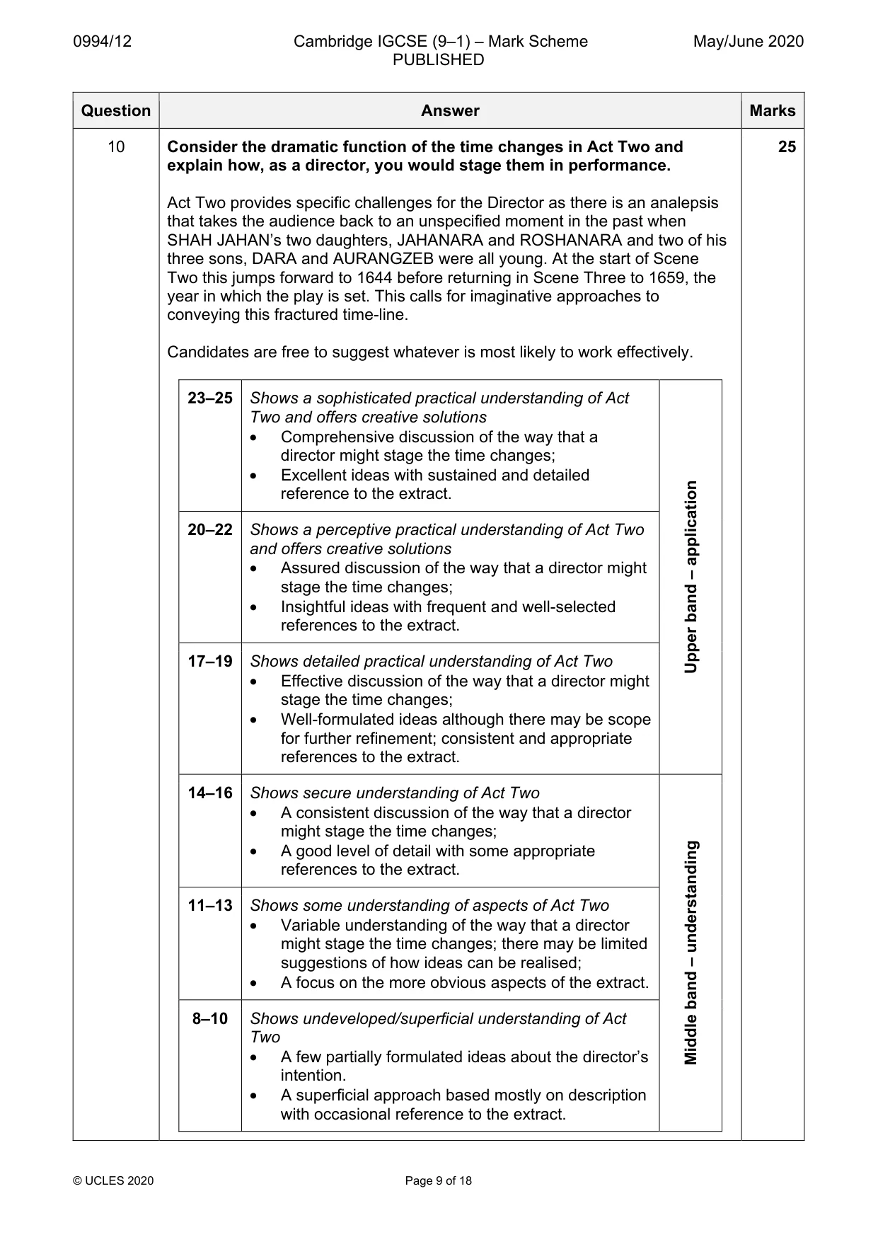 Mark scheme, page 9 of 18