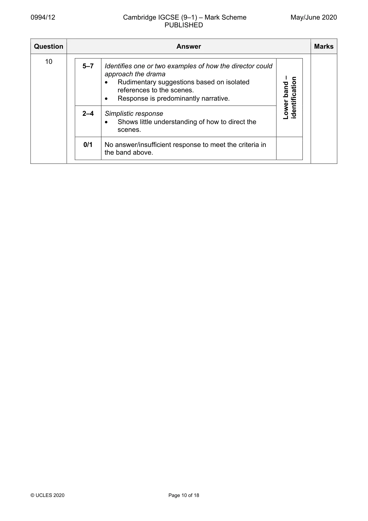 Mark scheme, page 10 of 18
