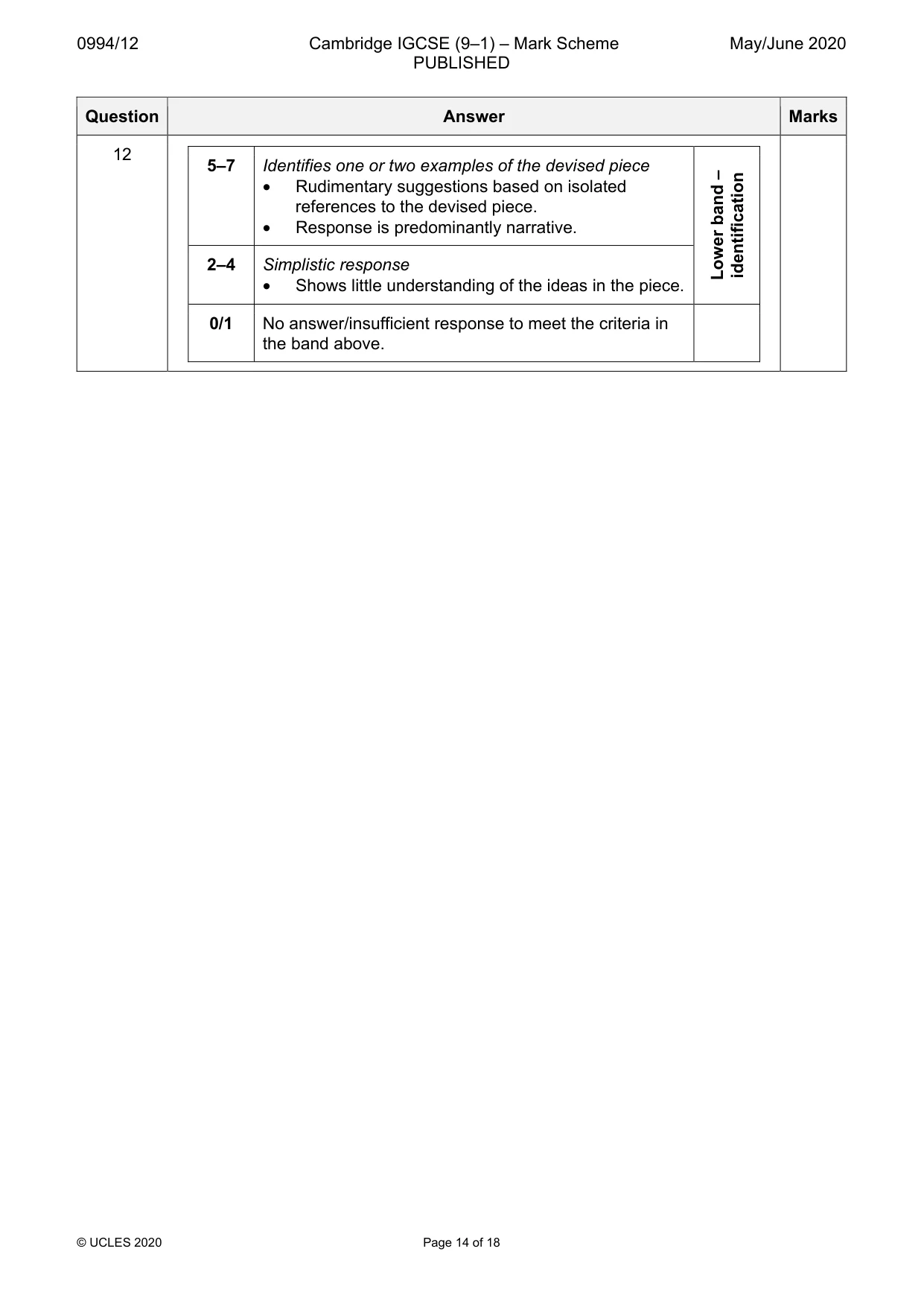 Mark scheme, page 14 of 18