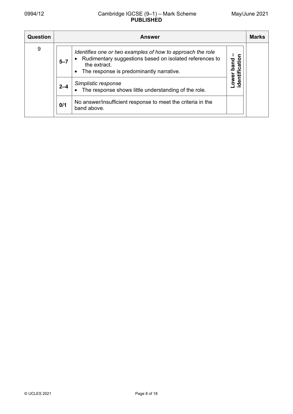 Mark scheme, page 8 of 18