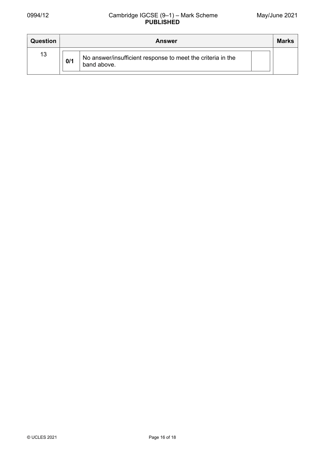 Mark scheme, page 16 of 18