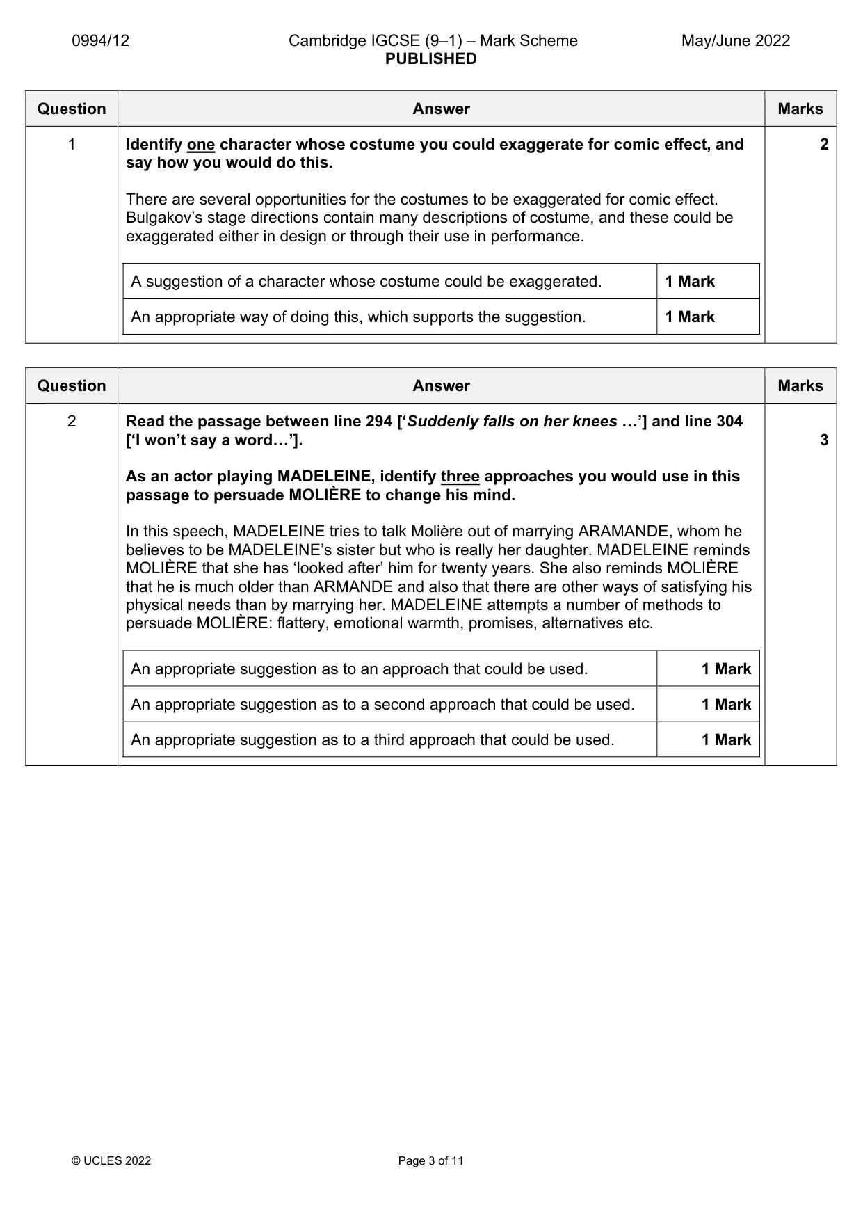 Mark scheme, page 3 of 11