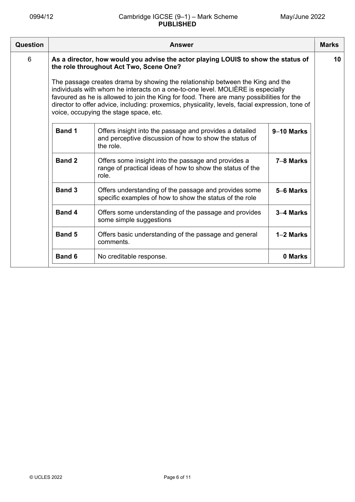 Mark scheme, page 6 of 11
