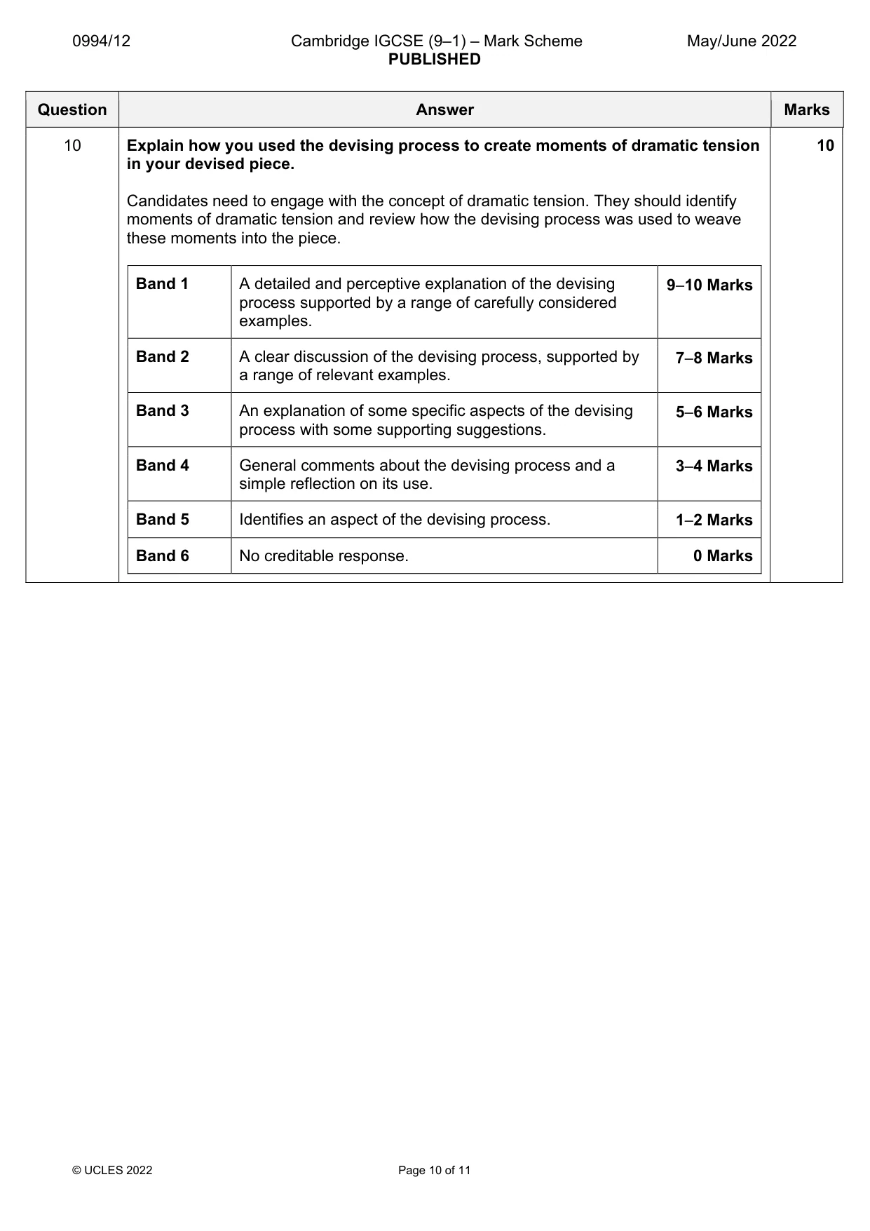 Mark scheme, page 10 of 11