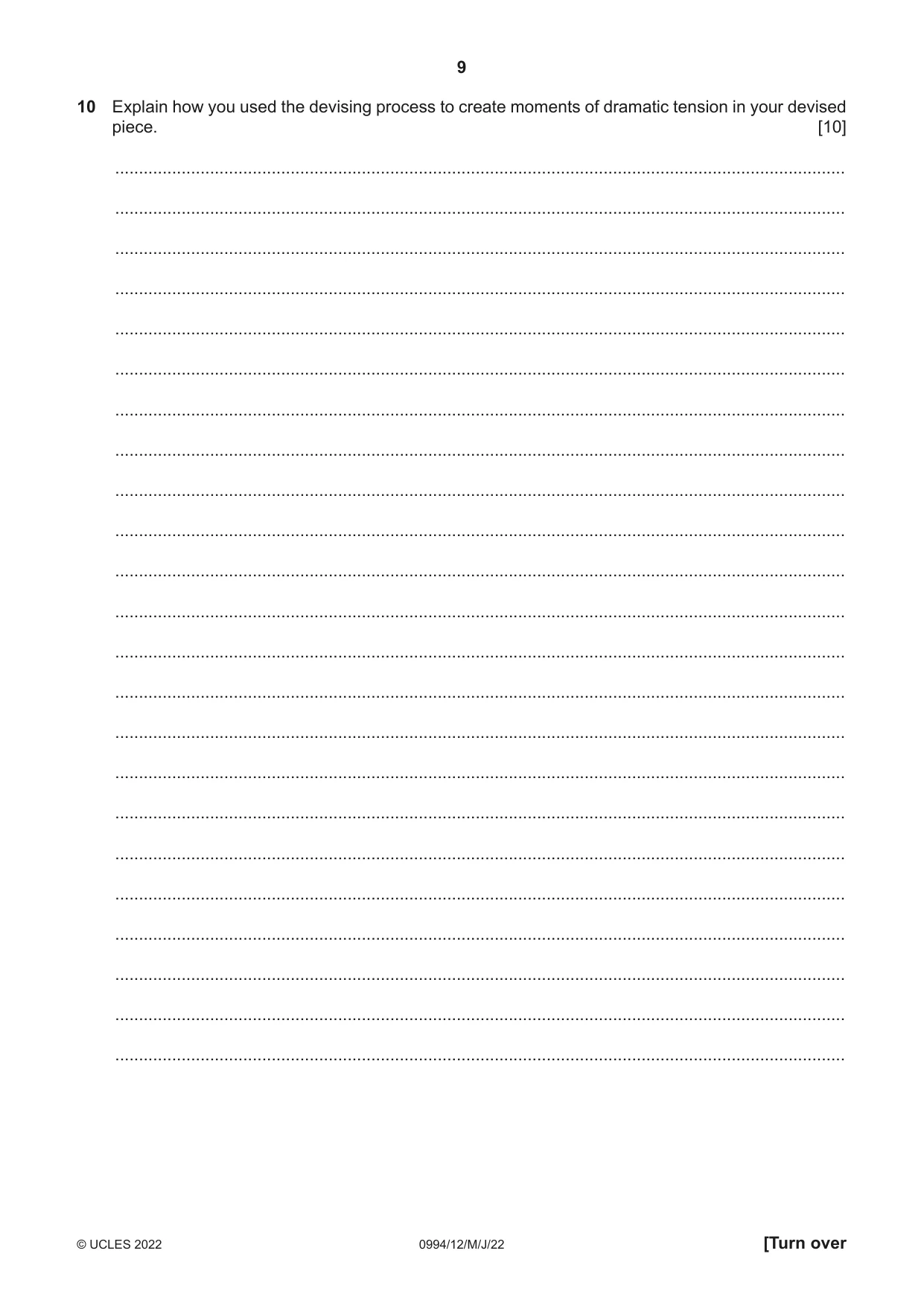 Cambridge IGCSE Drama (9-1) 0994 2022 May/June Paper 1 · Variant 2 question paper, page 9 of 12