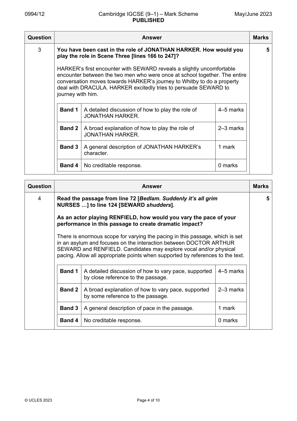 Mark scheme, page 4 of 10