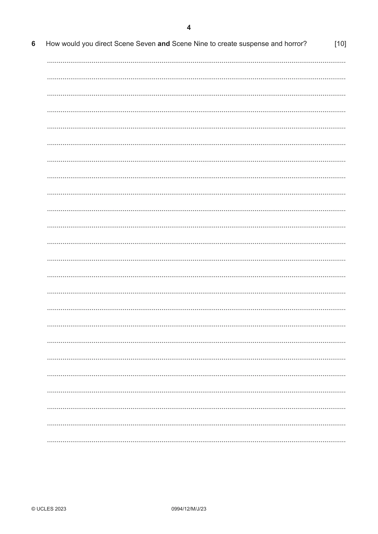 Cambridge IGCSE Drama (9-1) 0994 2023 May/June Paper 1 · Variant 2 question paper, page 4 of 12