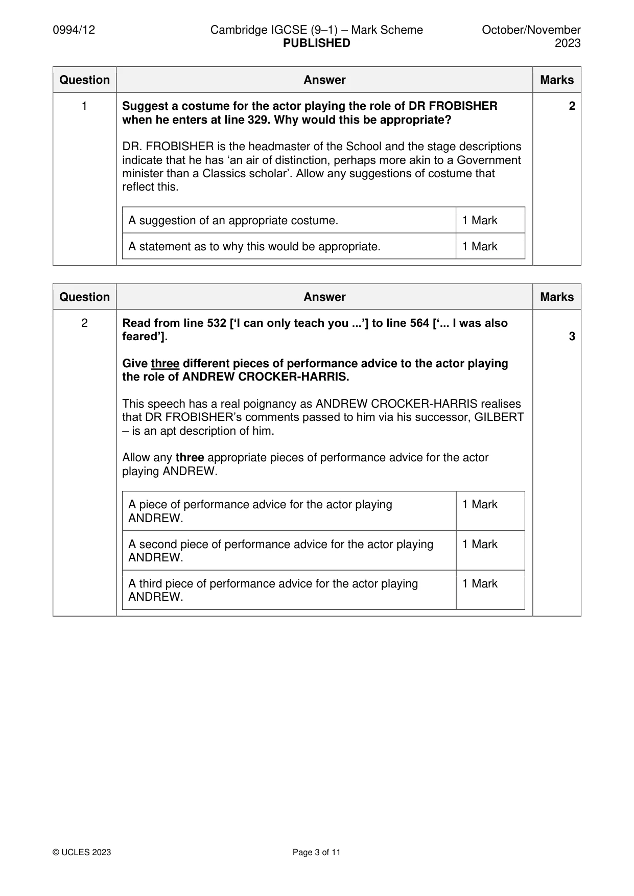 Mark scheme, page 3 of 11
