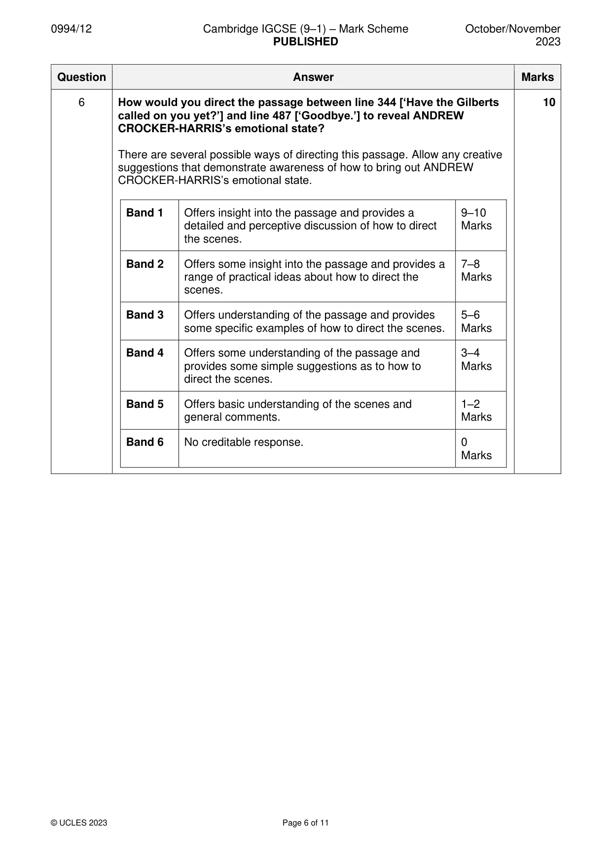 Mark scheme, page 6 of 11