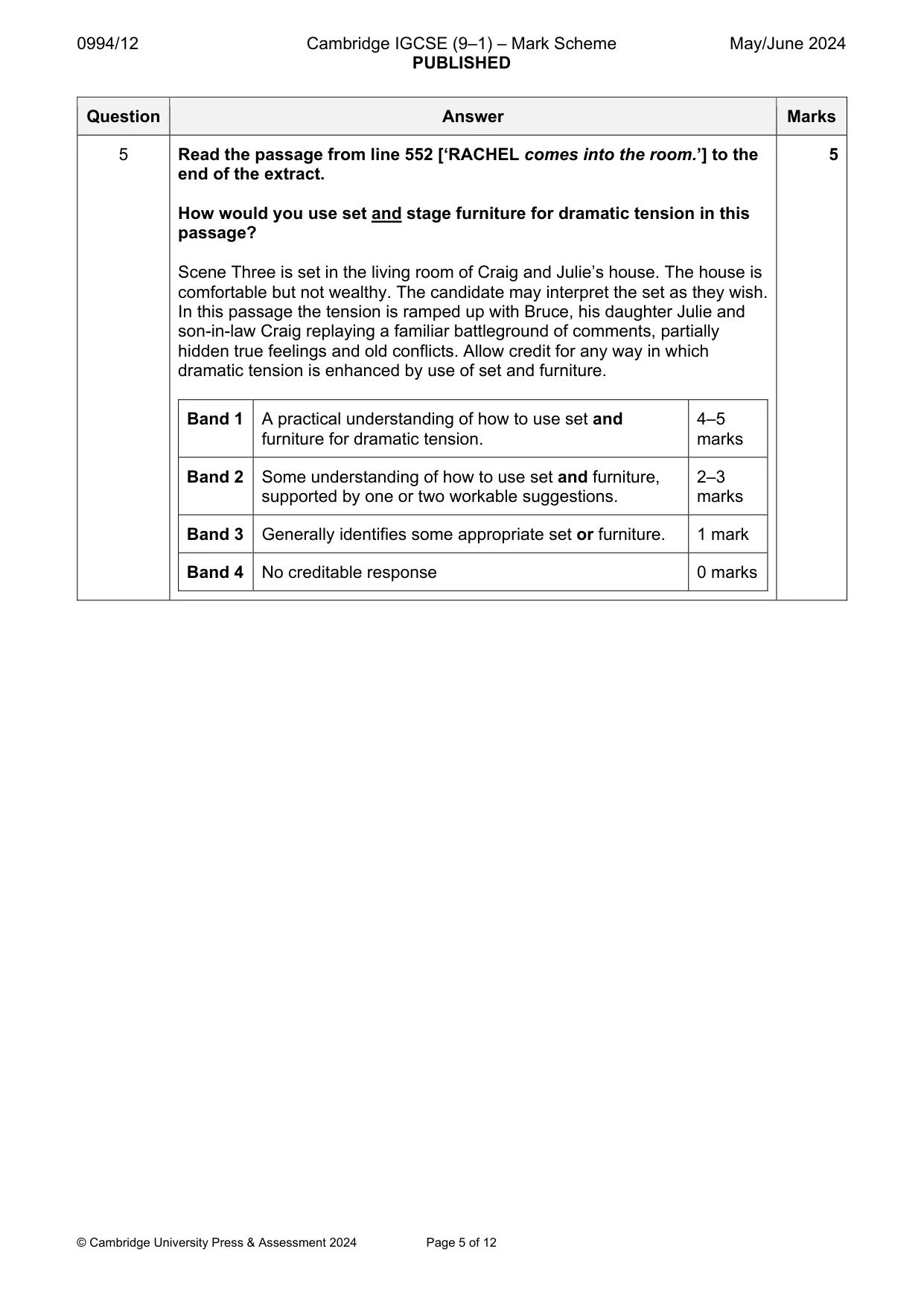 Mark scheme, page 5 of 12