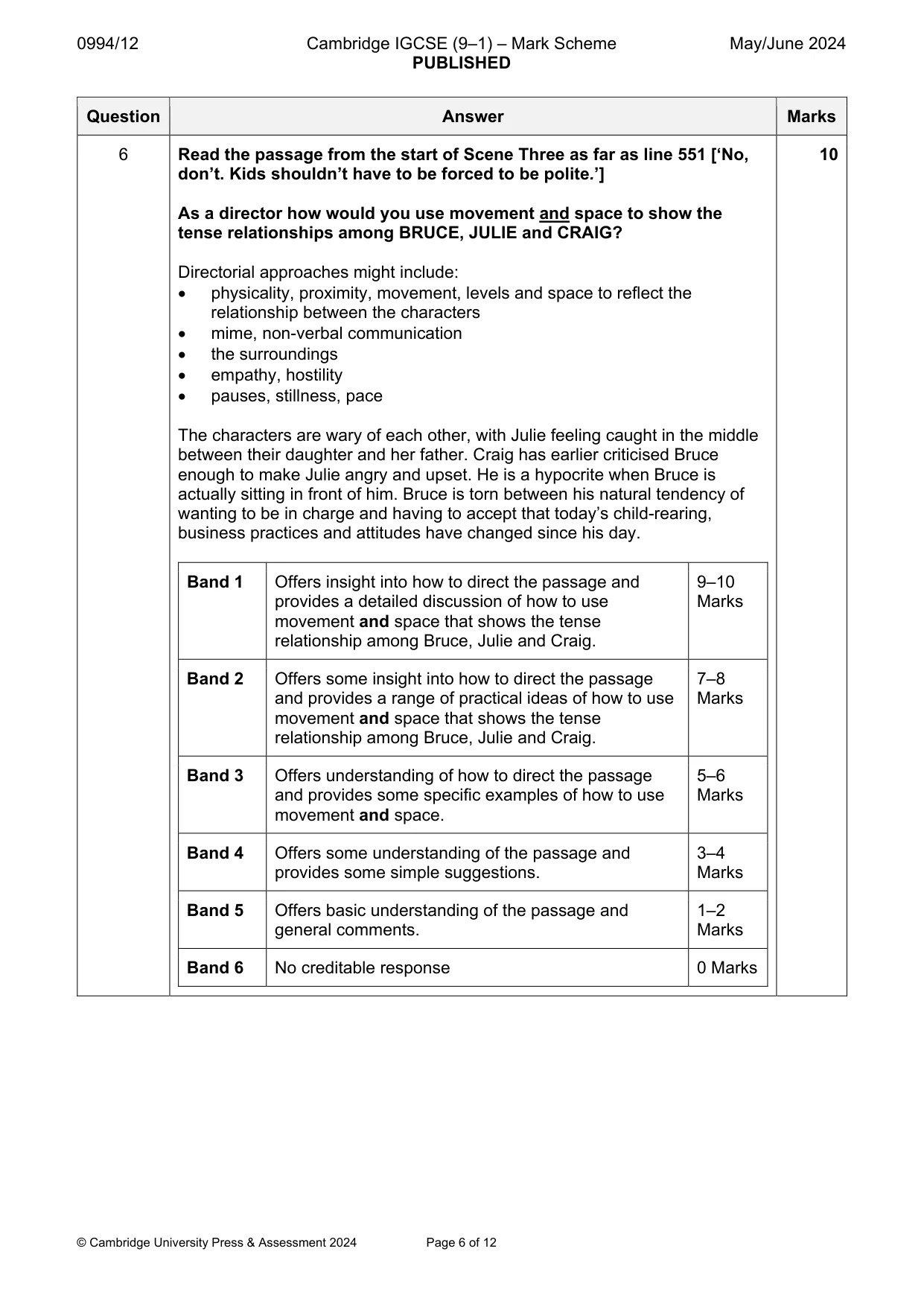 Mark scheme, page 6 of 12