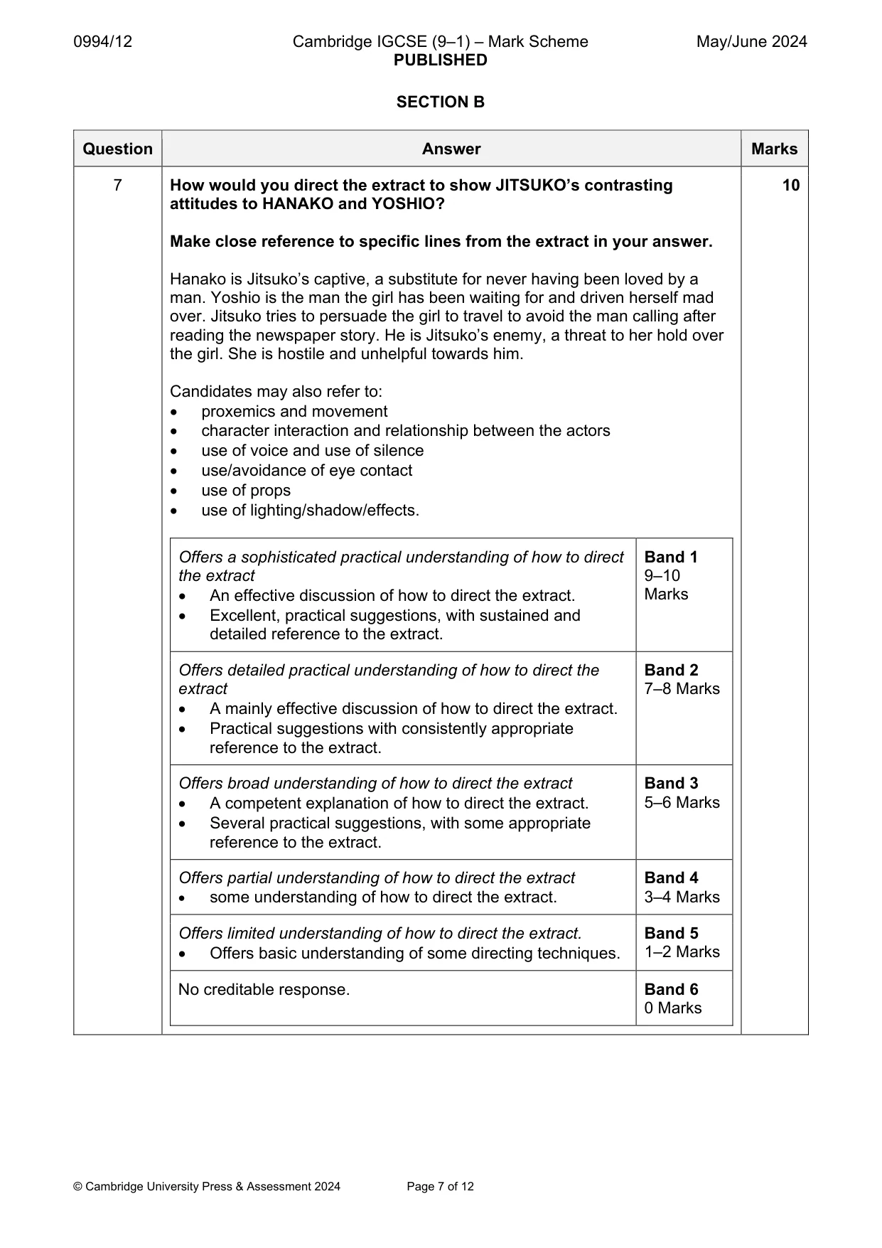 Mark scheme, page 7 of 12