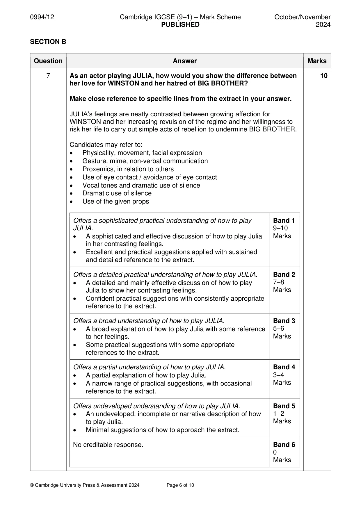 Mark scheme, page 6 of 10