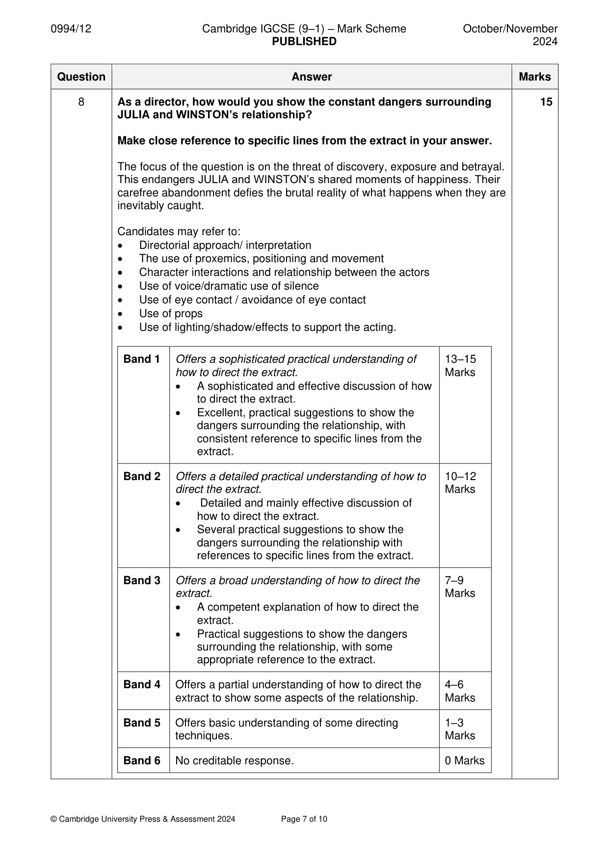 Mark scheme, page 7 of 10