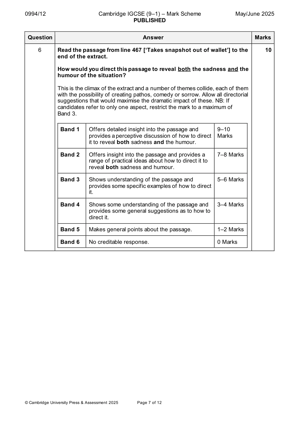 Mark scheme, page 7 of 12