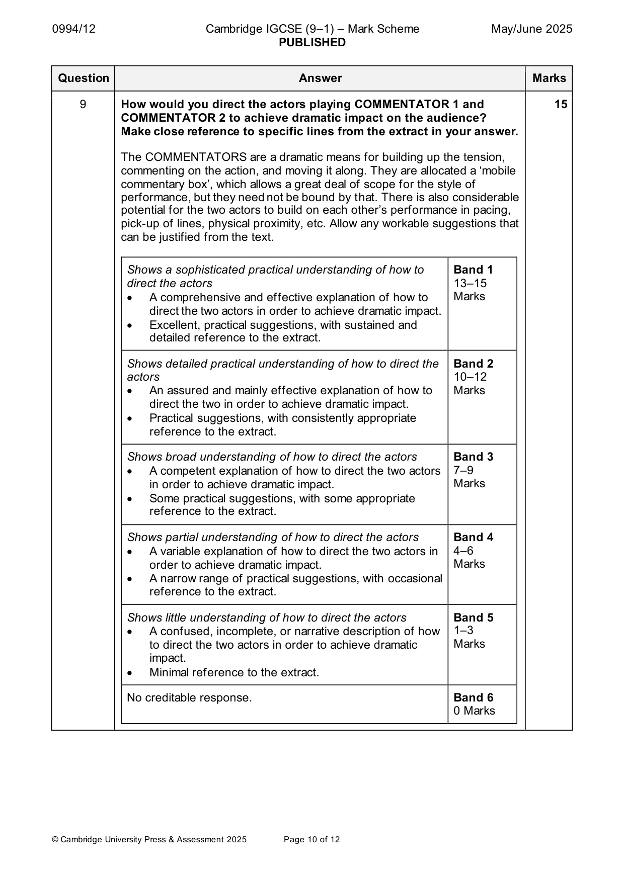 Mark scheme, page 10 of 12