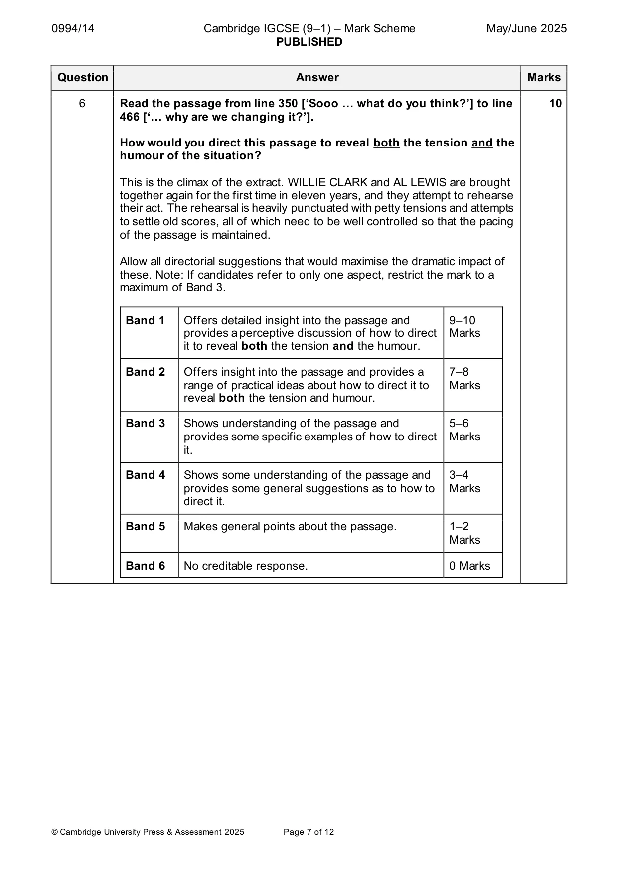 Mark scheme, page 7 of 12