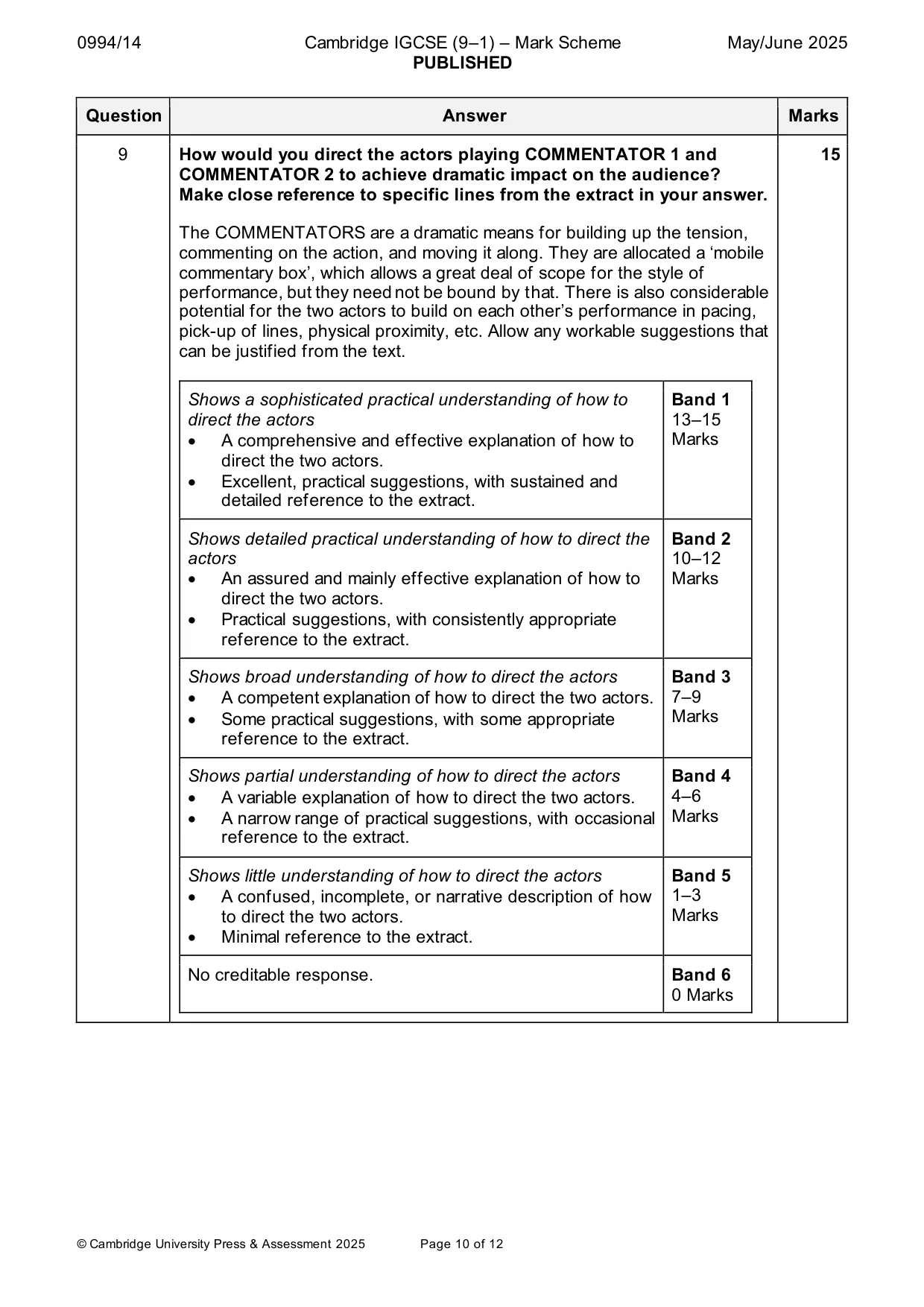 Mark scheme, page 10 of 12