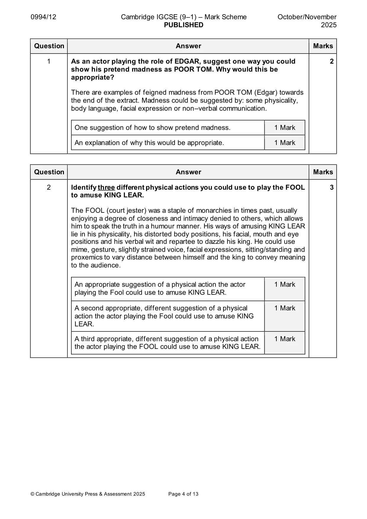 Mark scheme, page 4 of 13