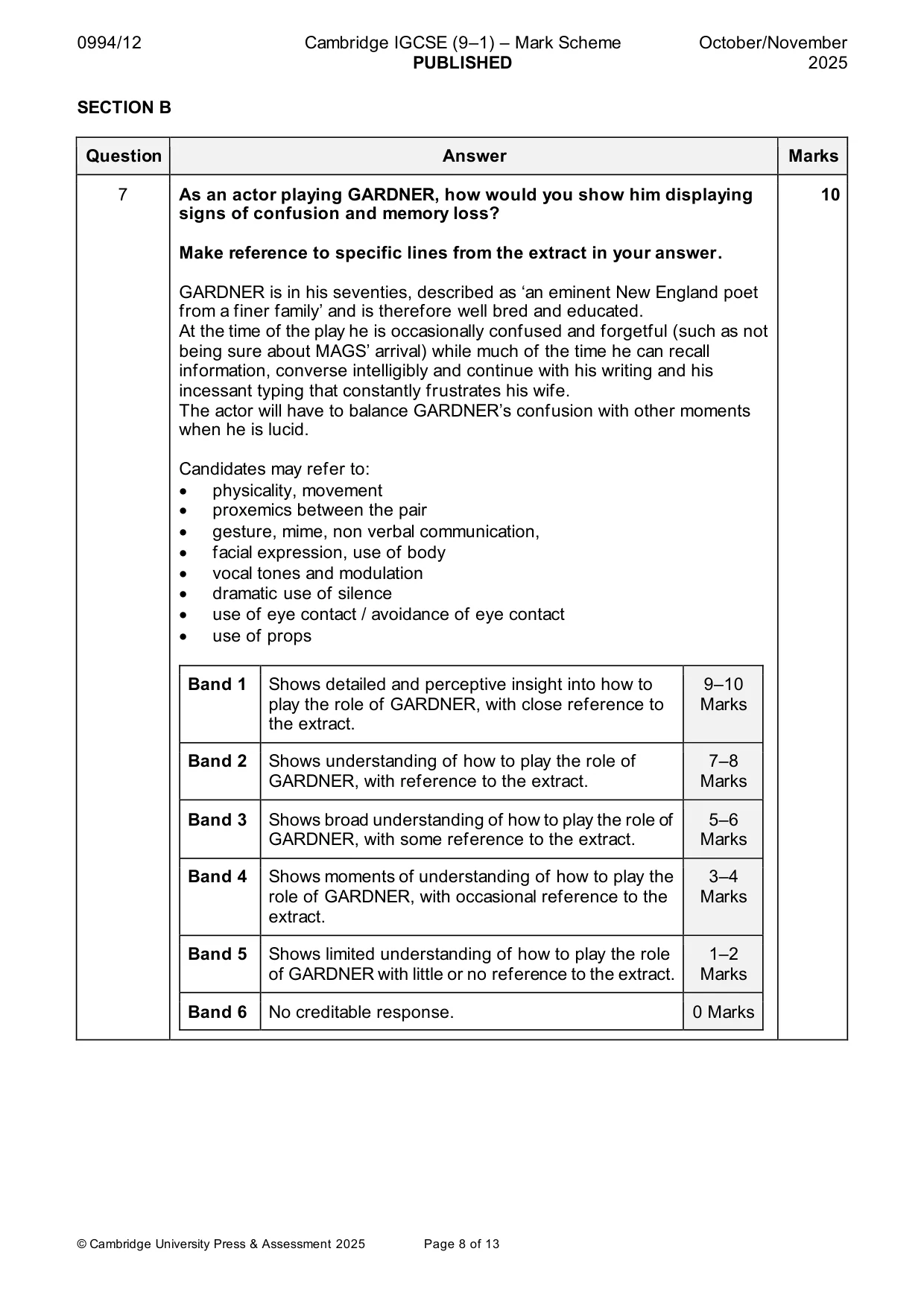 Mark scheme, page 8 of 13