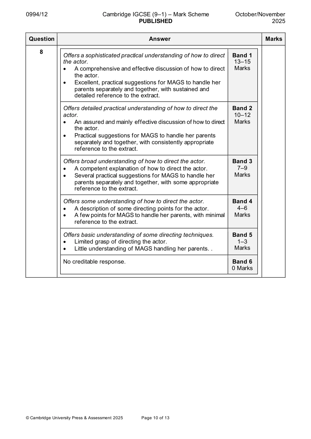Mark scheme, page 10 of 13