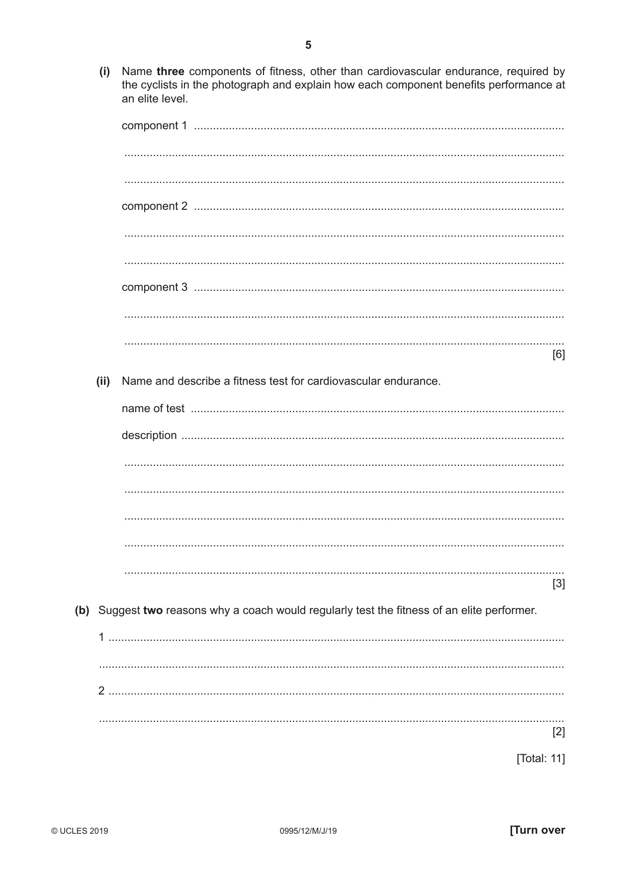 Cambridge IGCSE Physical Education (9-1) 0995 2019 May/June Paper 1 · Variant 2 question paper, page 5 of 20